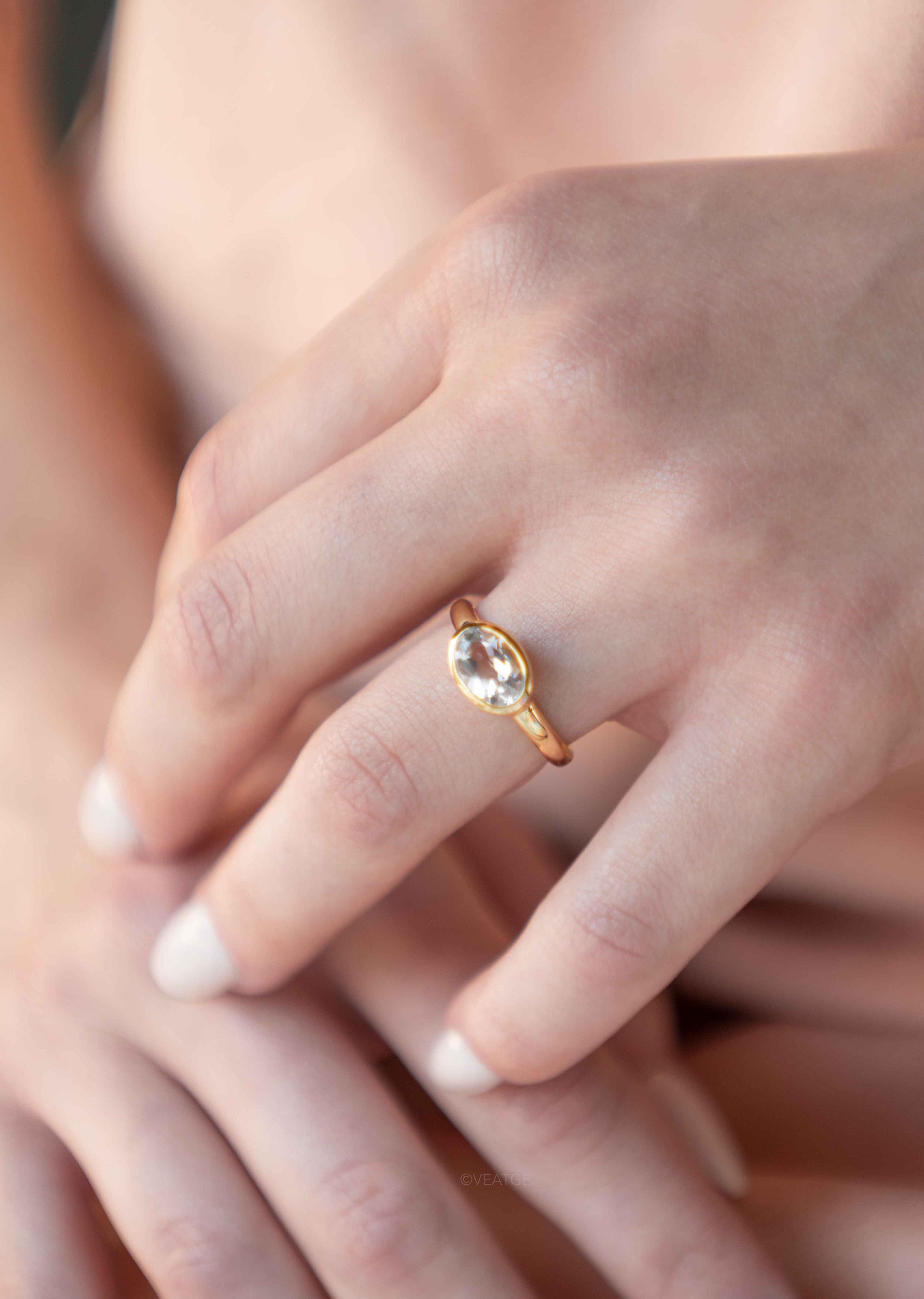 Marigold White Topaz Ring Gold Vermeil