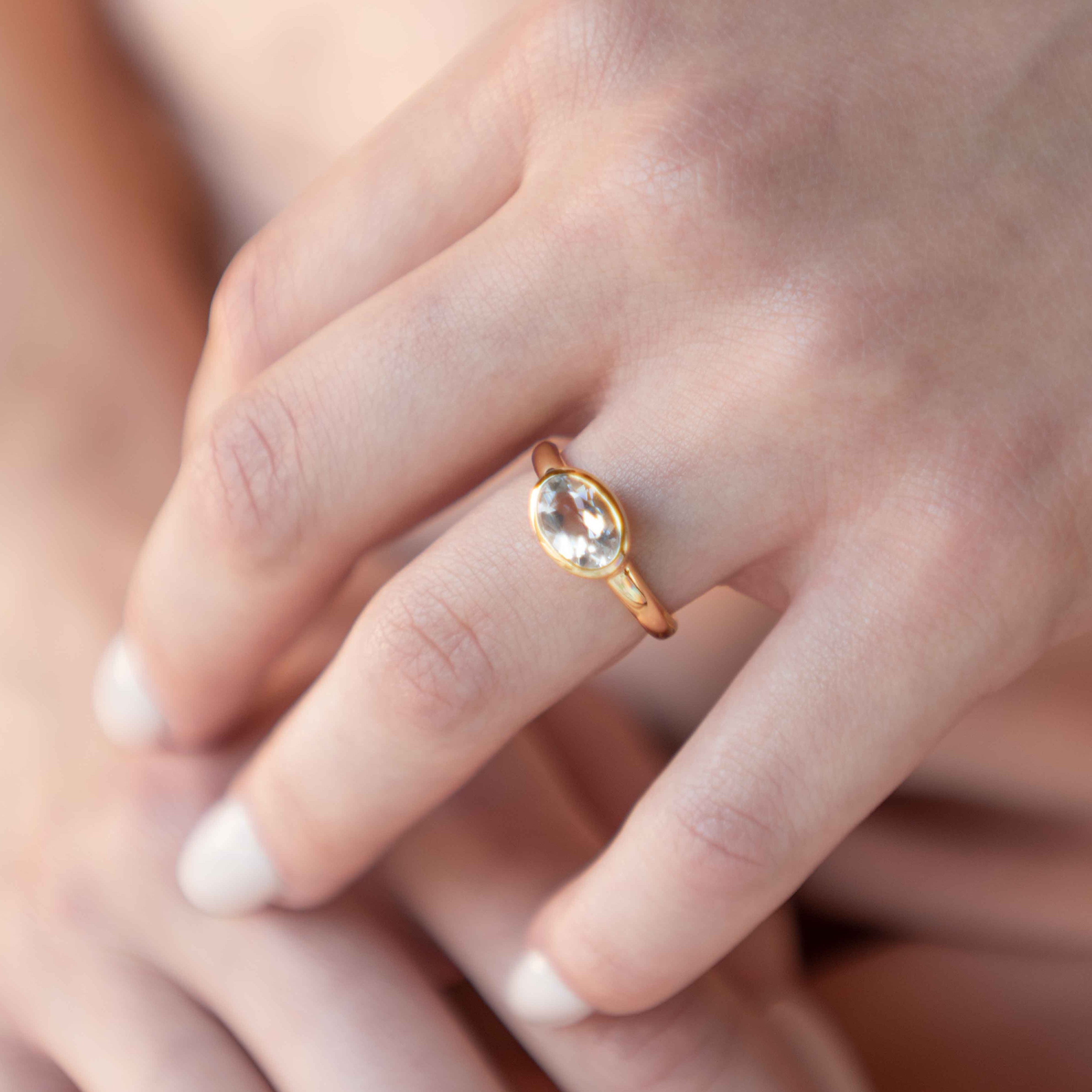 Marigold White Topaz Ring Gold Vermeil