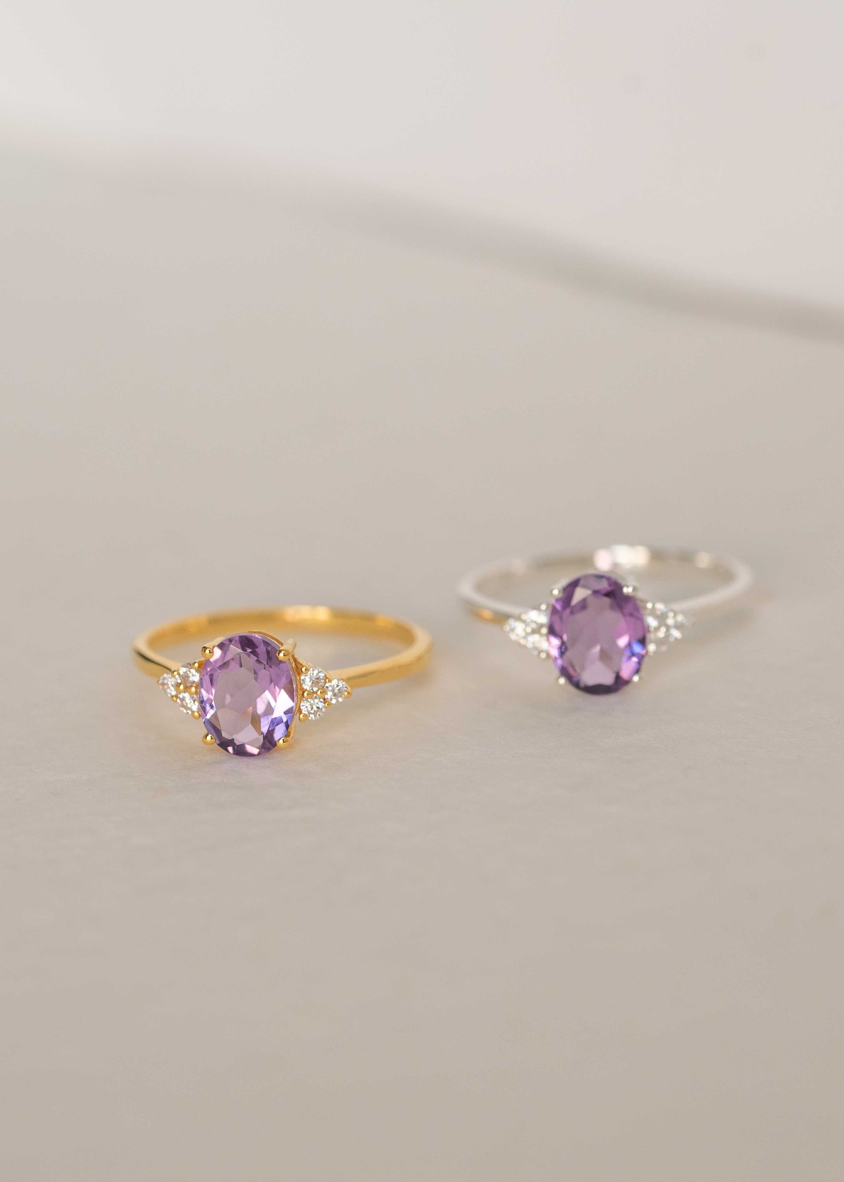 Amethyst ring February Birthstone Natural Genuine Gemstone Engagement Rings for Women