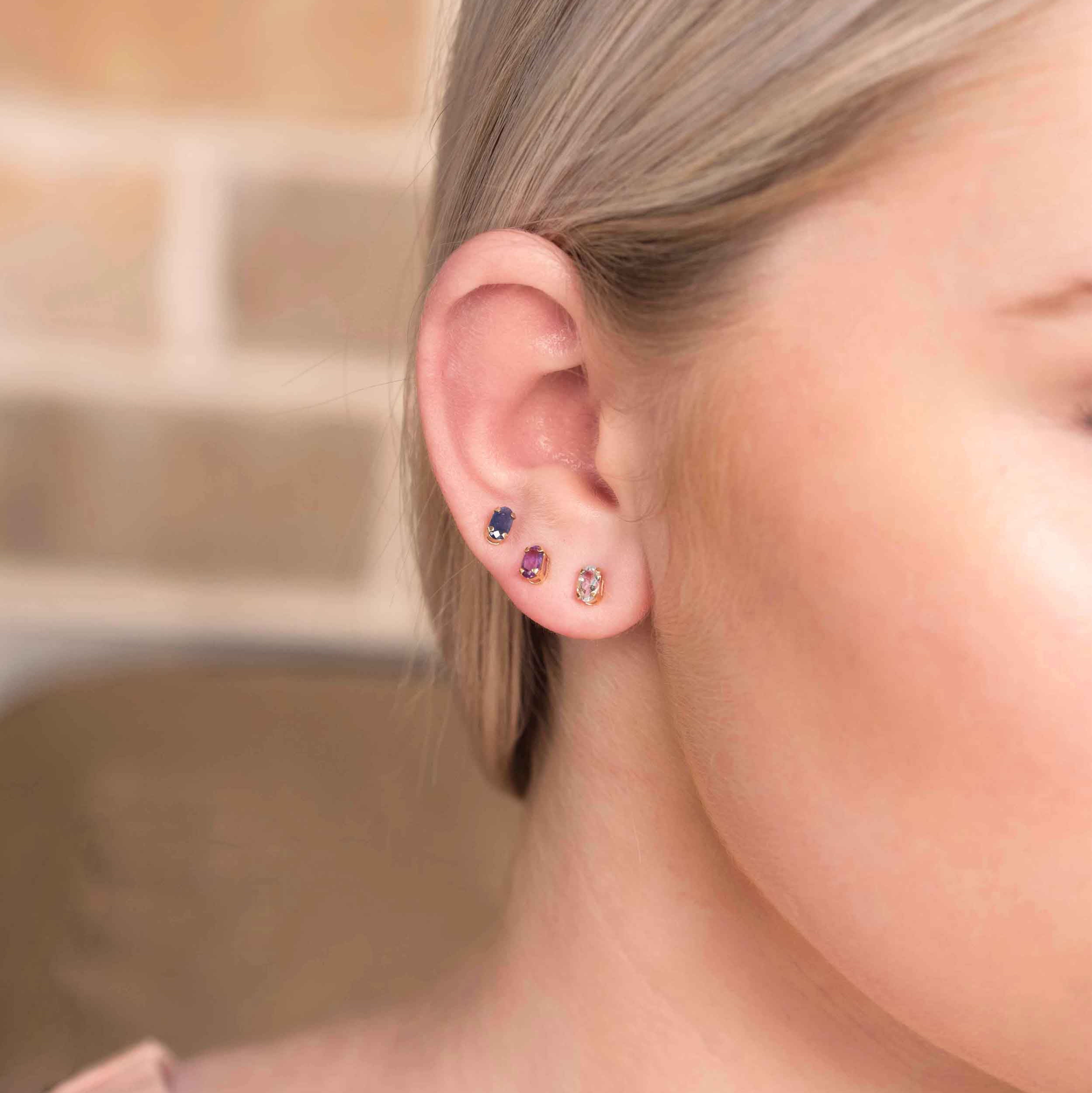solid gold genuine gemstone stud earrings gifts for her