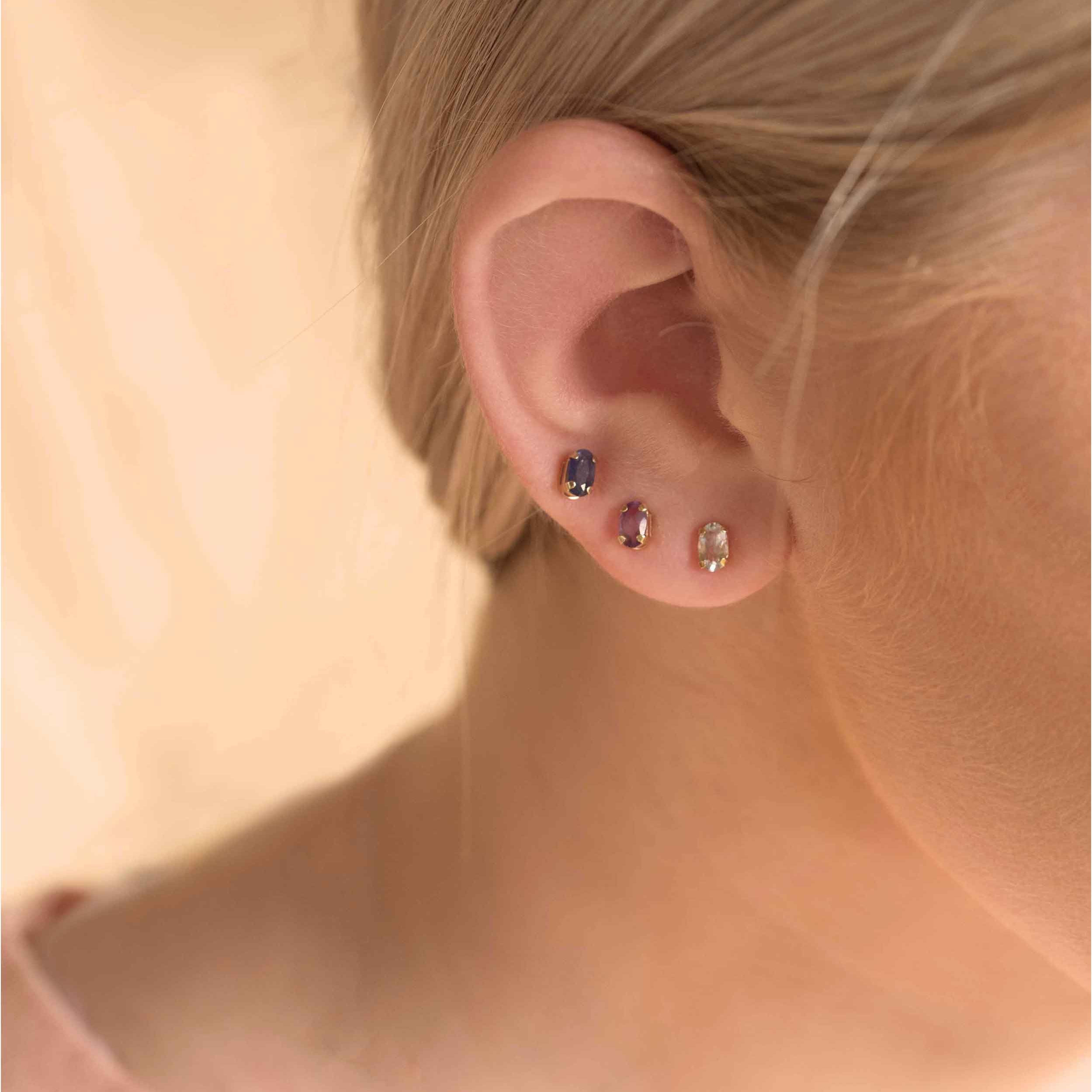 solid gold genuine gemstone stud earrings gifts for her