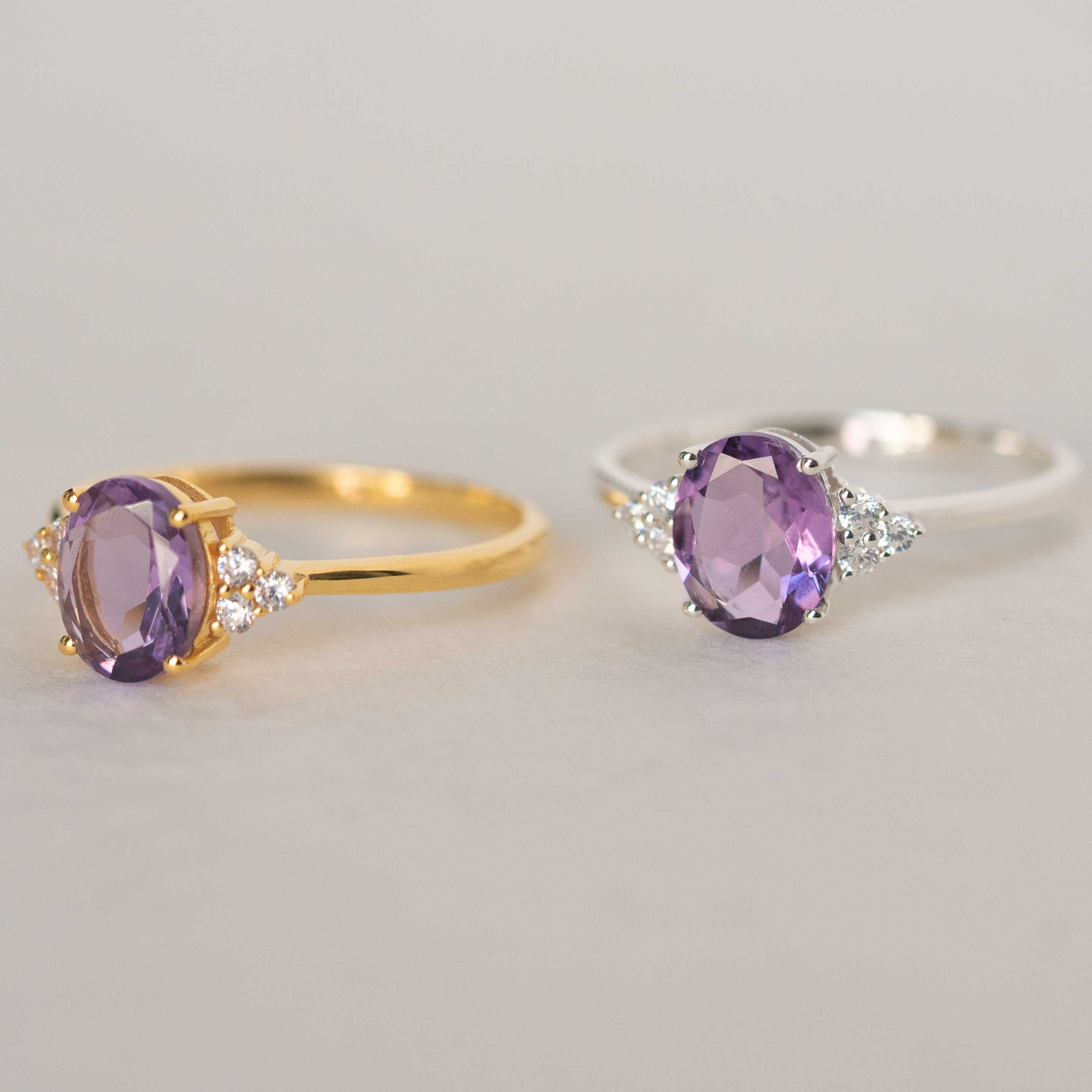 Amethyst ring February Birthstone Natural Genuine Gemstone Engagement Rings for Women
