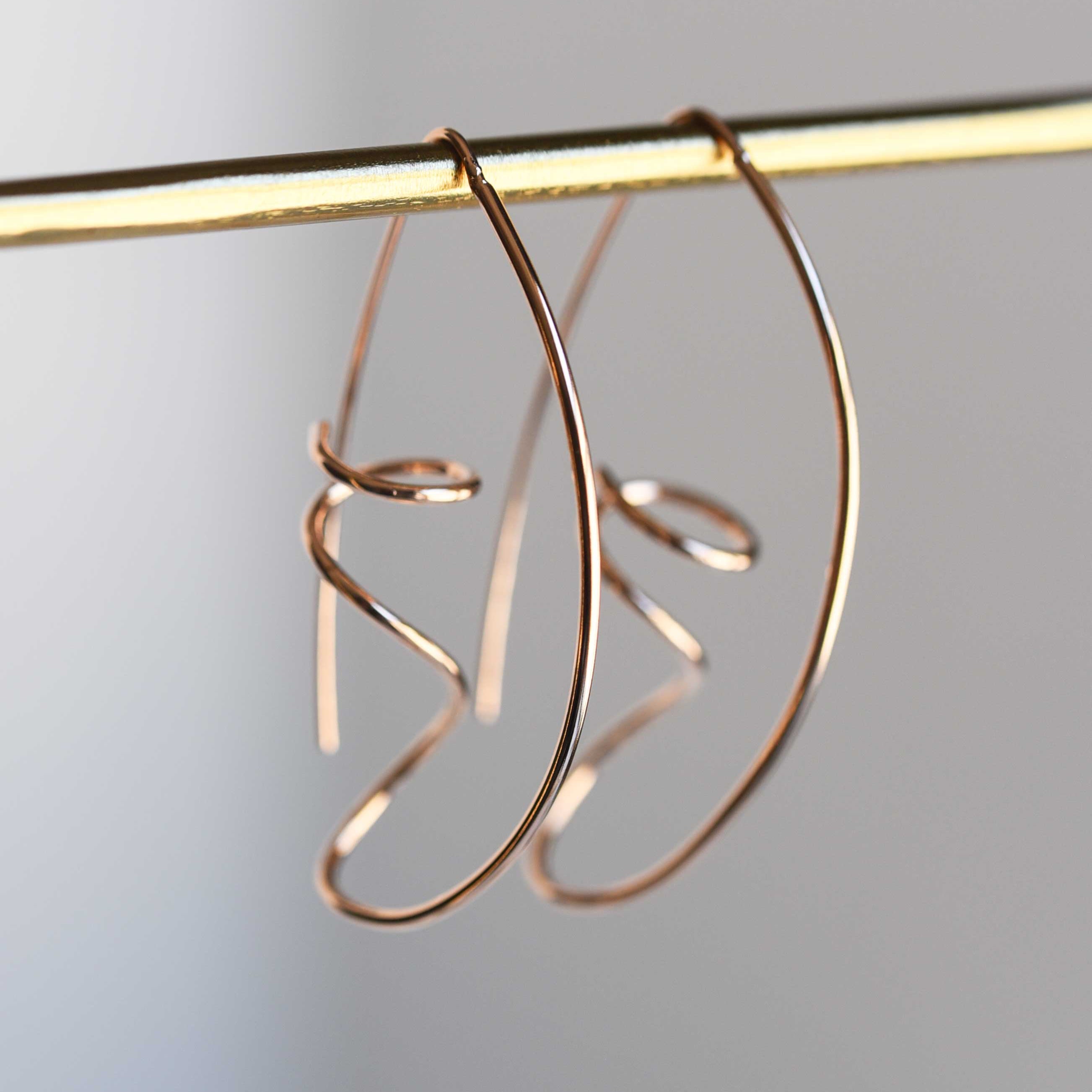 Geometric Rose Gold Earrings large hoops modern