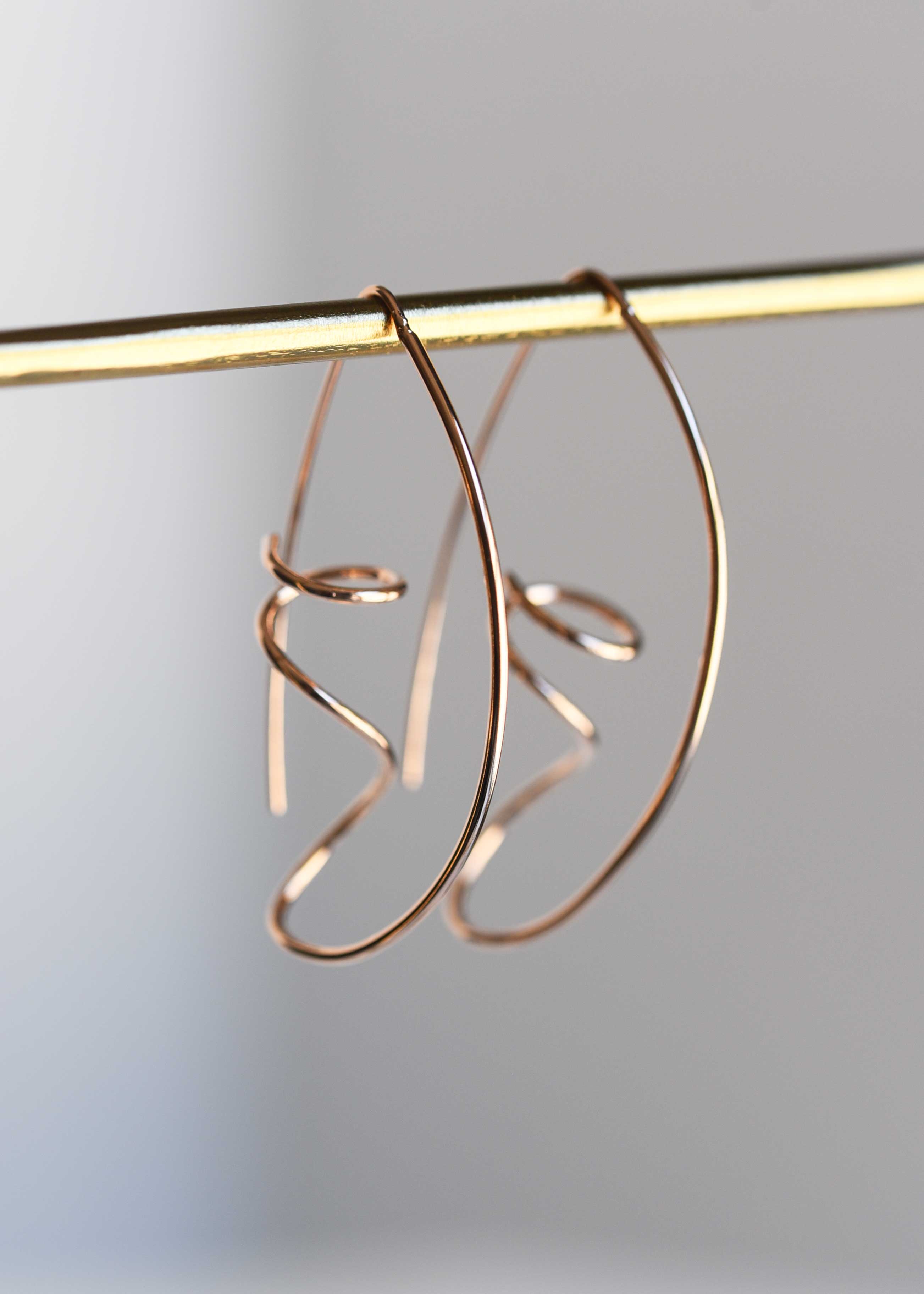 Geometric Rose Gold Earrings large hoops modern