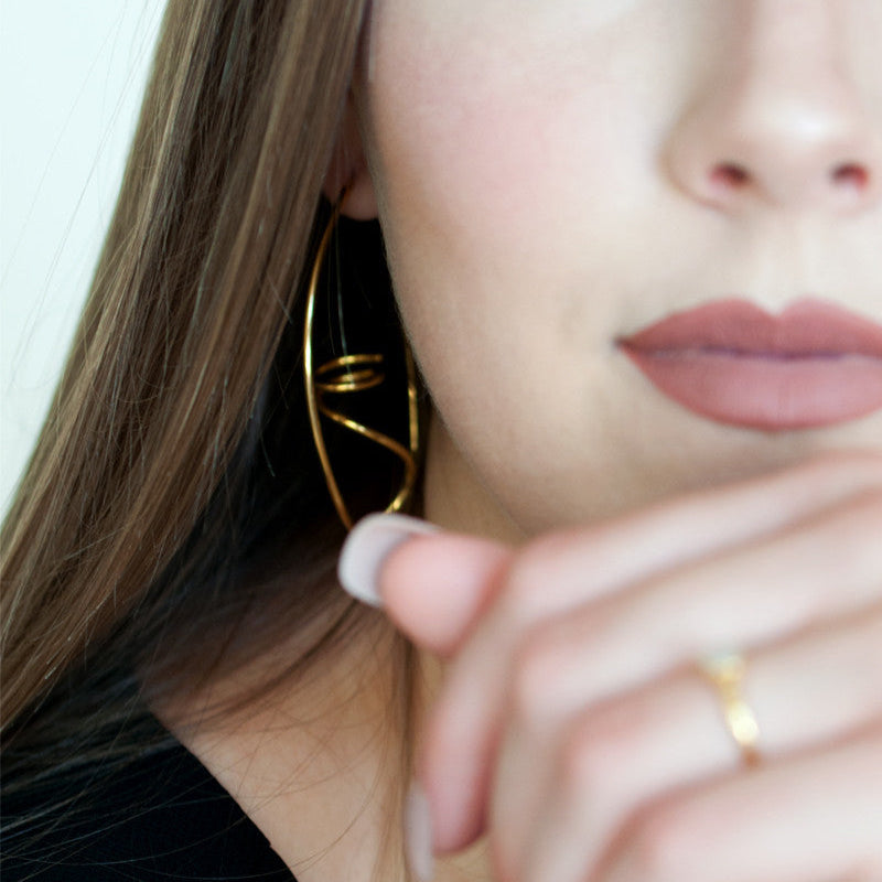 Geometric Gold Earrings large hoops modern statement
