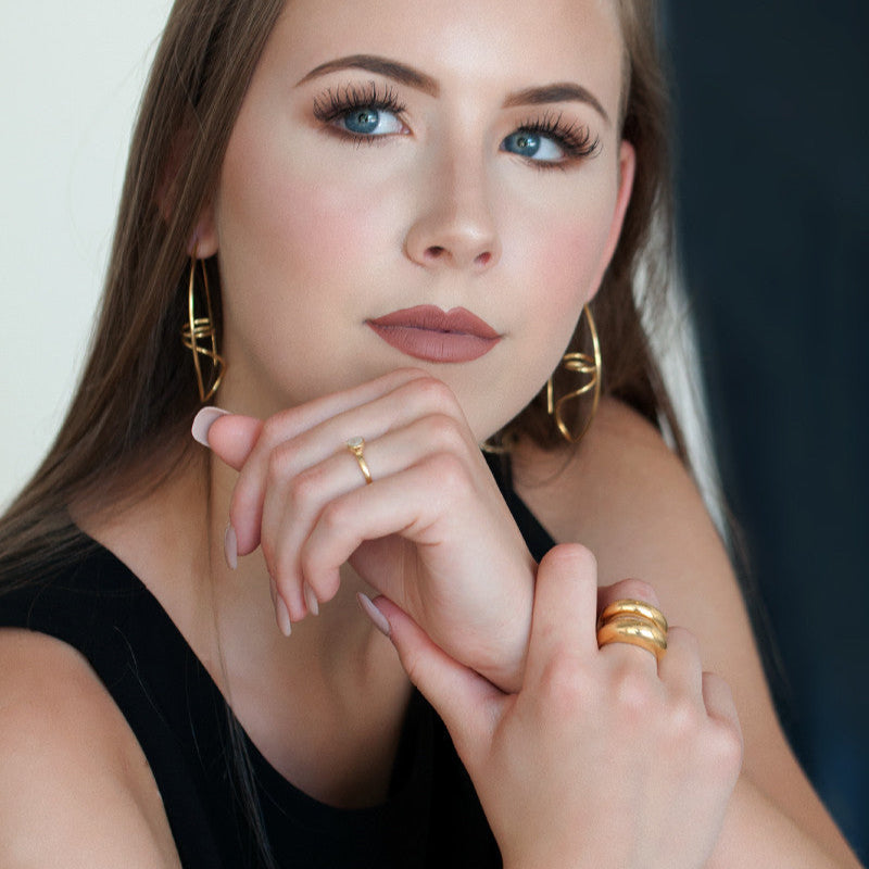 Geometric Gold Earrings large hoops modern statement