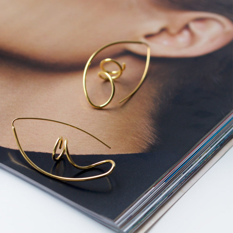 Geometric Gold Earrings large hoops modern