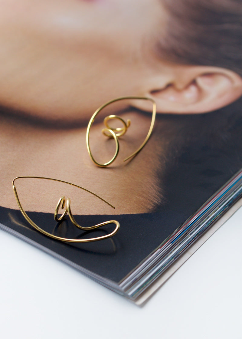 Geometric Gold Earrings large hoops modern