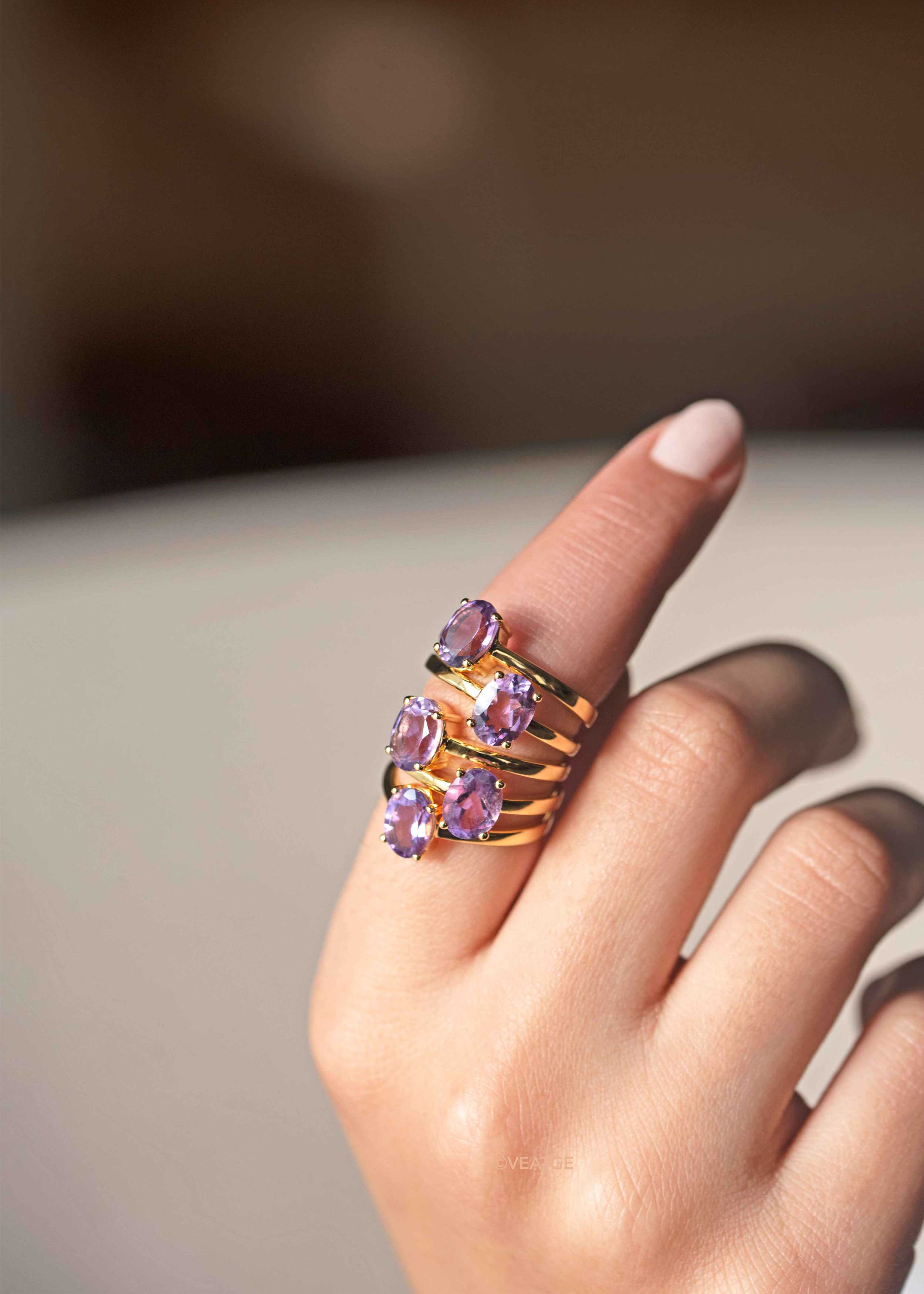 Amethyst Gold Ring Stacking February Birthstone Gemstone Gifts for her