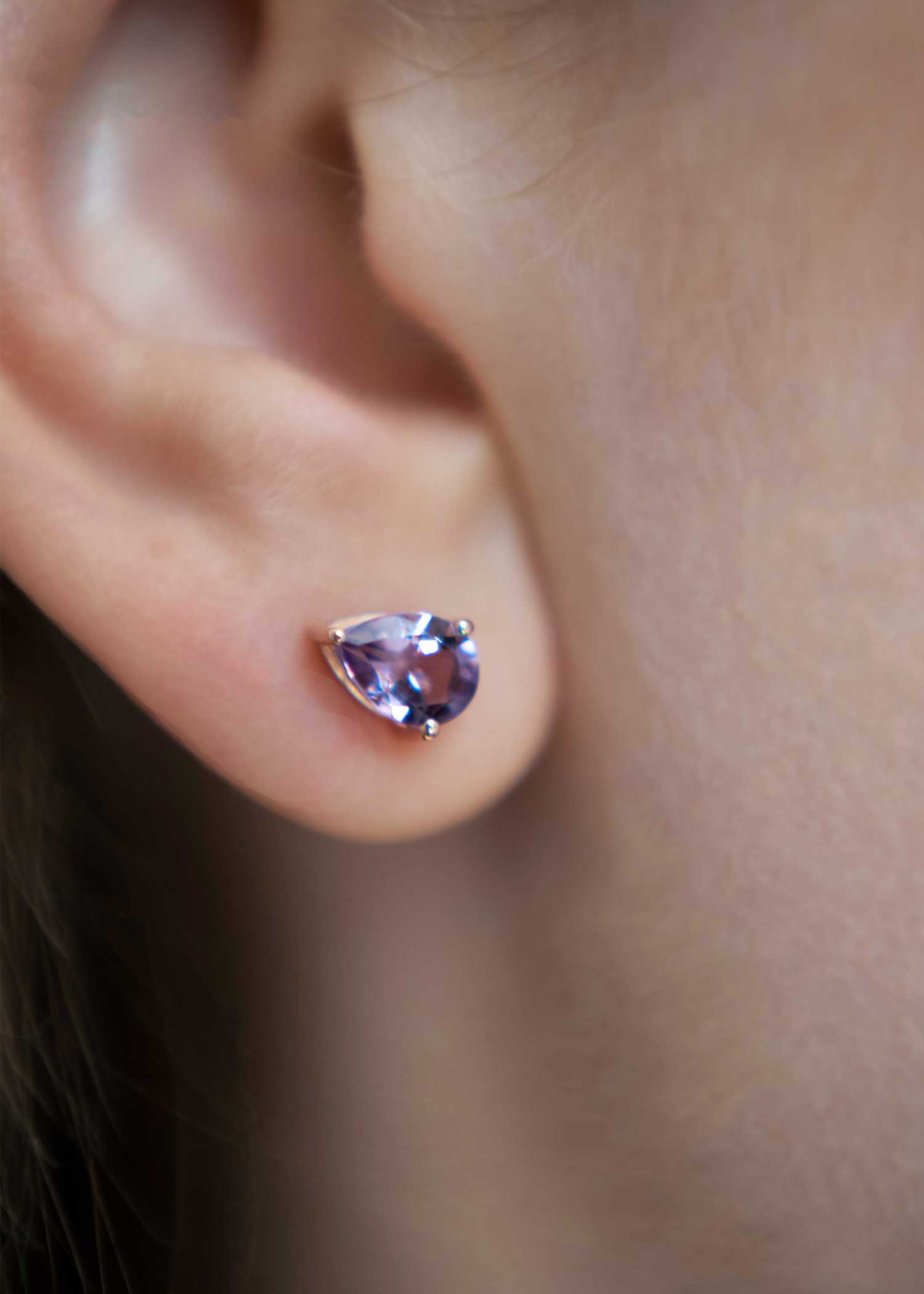 Amethyst Pear Stud Earrings