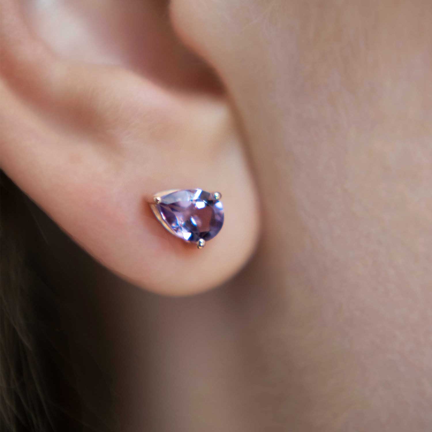 Amethyst Pear Stud Earrings