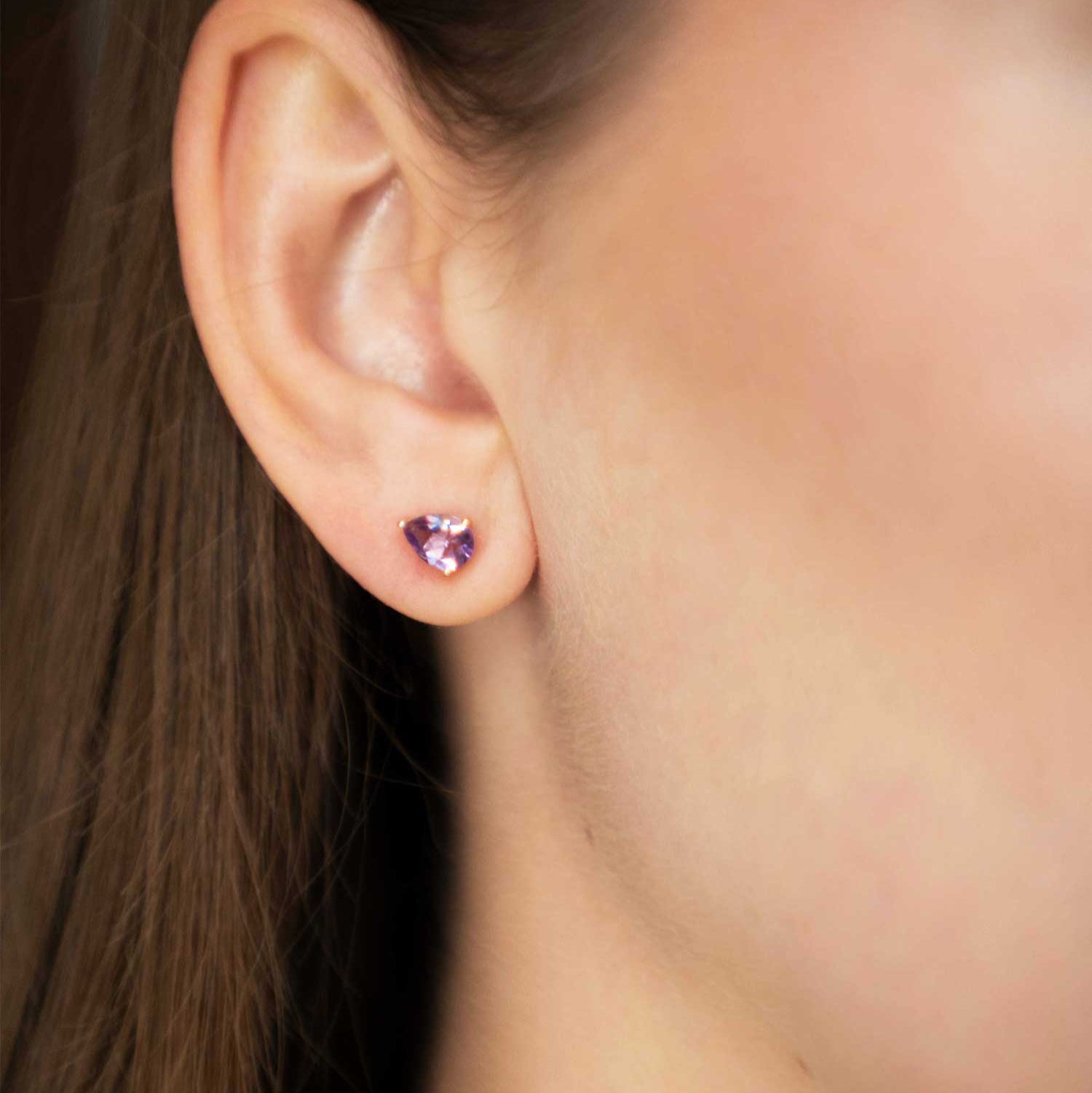 Amethyst Pear Stud Earrings