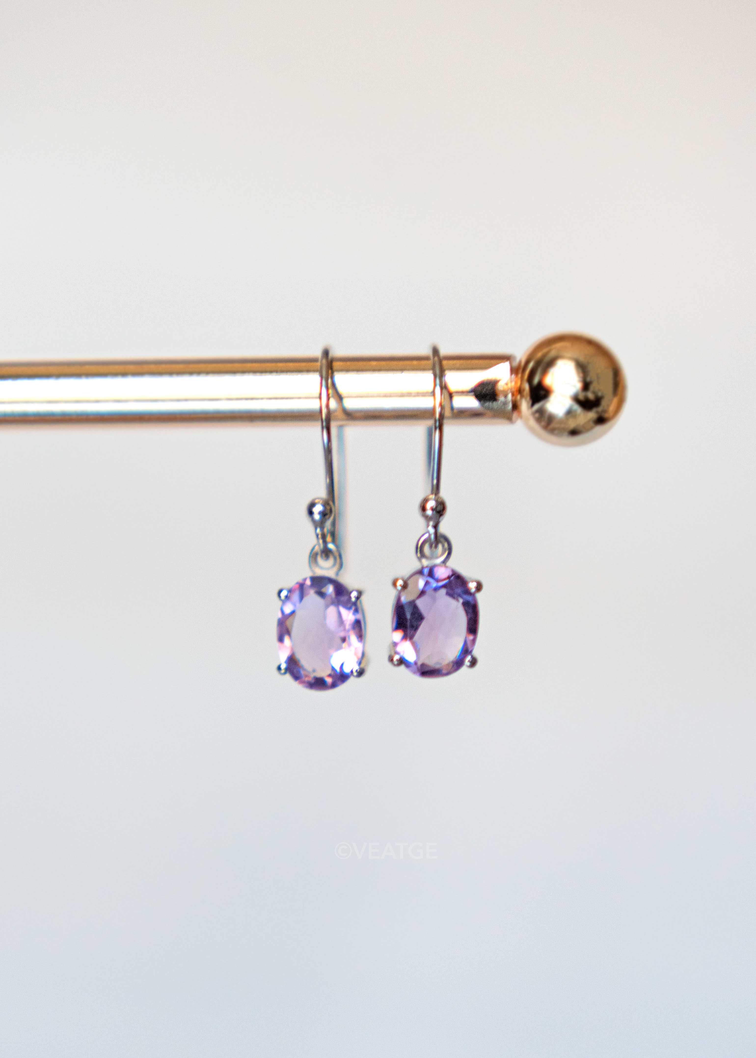 Amethyst Dangle Drop Earrings Sterling Silver Gifts for Women