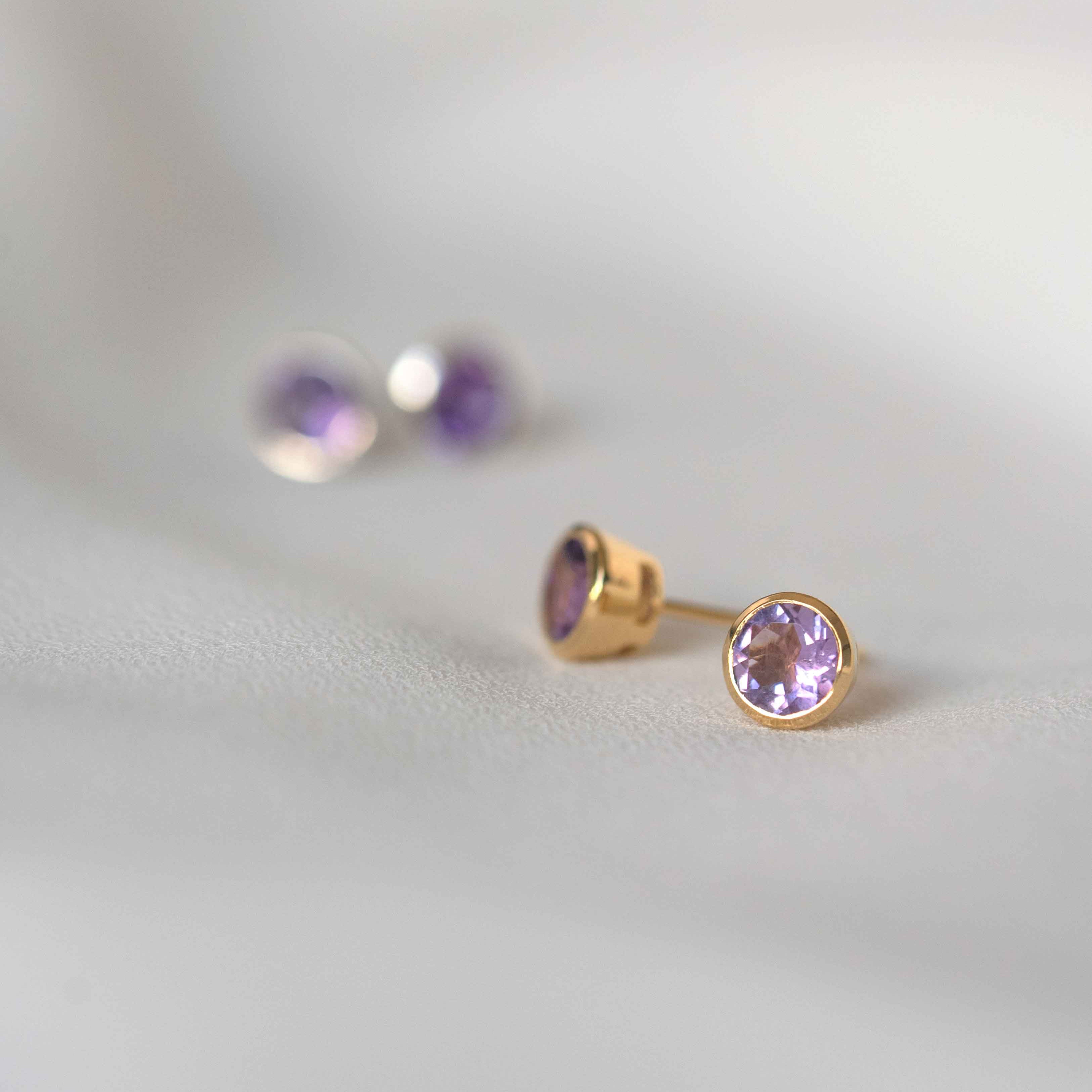 amethyst gold studs February birthstone gifts for girls