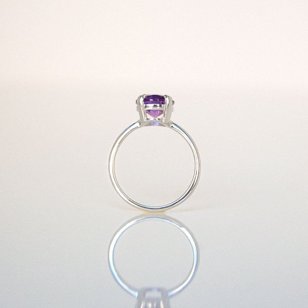 Large Amethyst Sterling Silver Gold Vermeil Ring, February Birthstone Gifts for Her