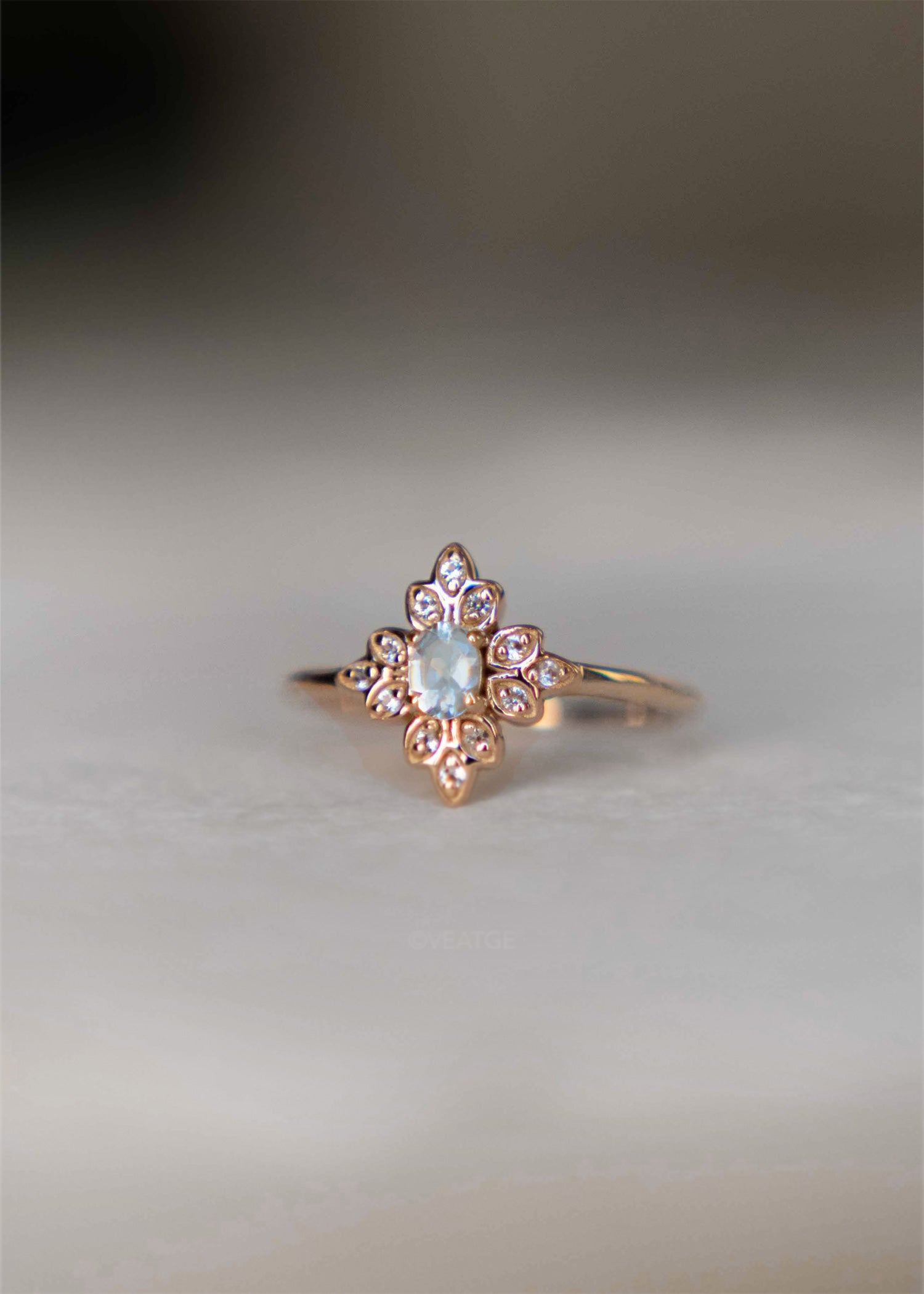 Alora Aquamarine Ring March birthstone genuine natural gemstone birthday anniversary gift for women girlfriend engagement ring vintage Edwardian style