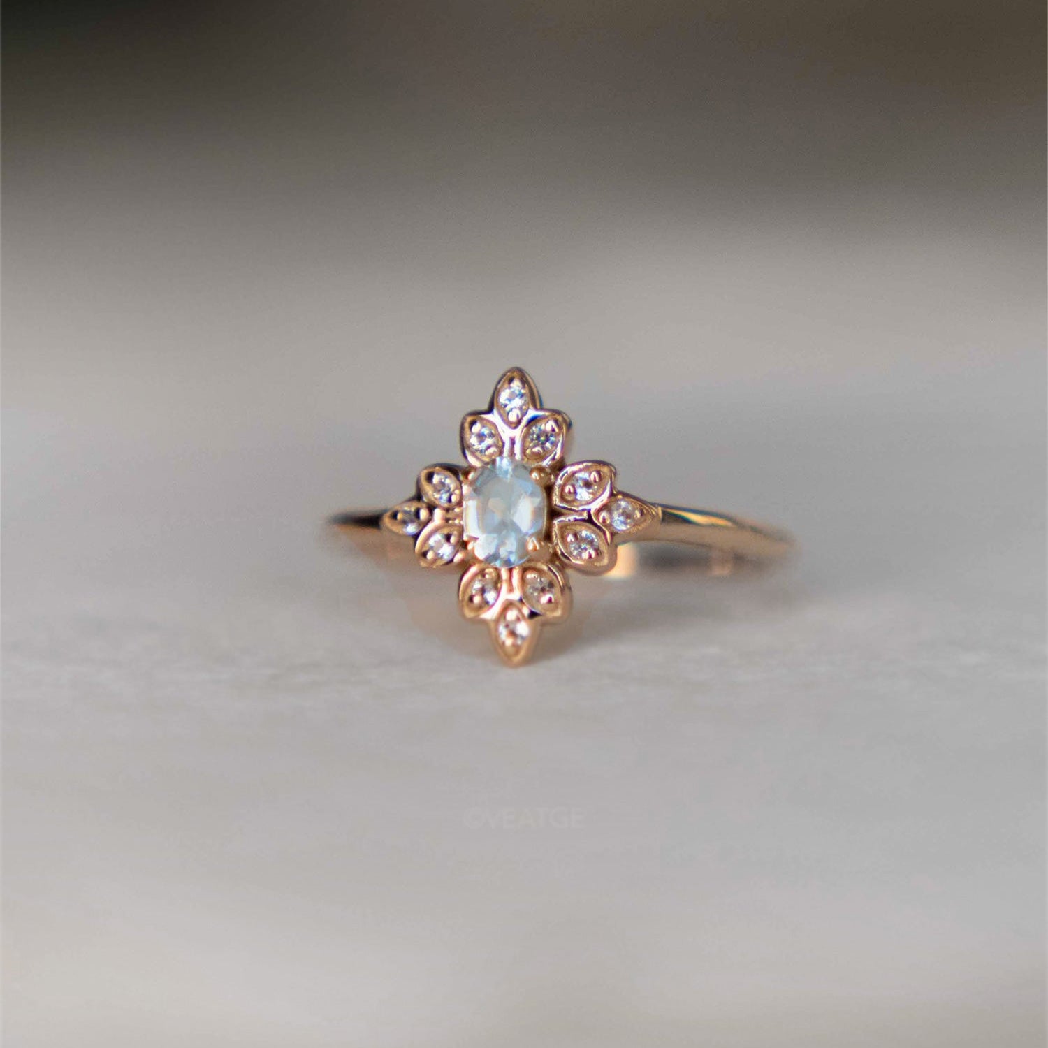 Alora Aquamarine Ring March birthstone genuine natural gemstone birthday anniversary gift for women girlfriend engagement ring vintage Edwardian style