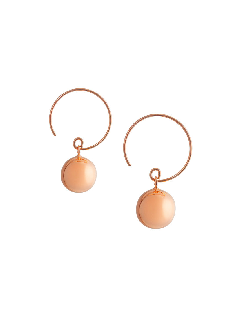 Ball Wire Hoops Earrings - Rose Gold Vermeil