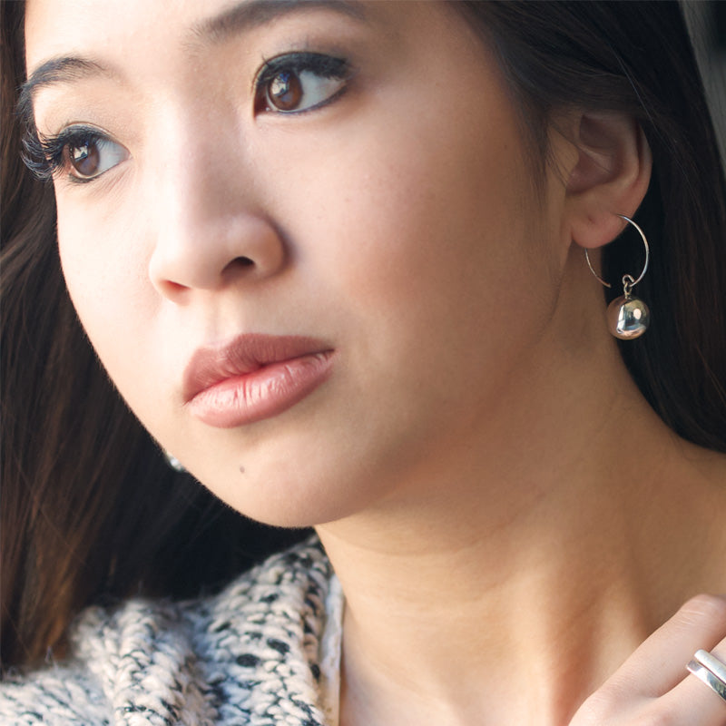 Sterling Silver Dangle Hoops Minimal Minimalist Modern