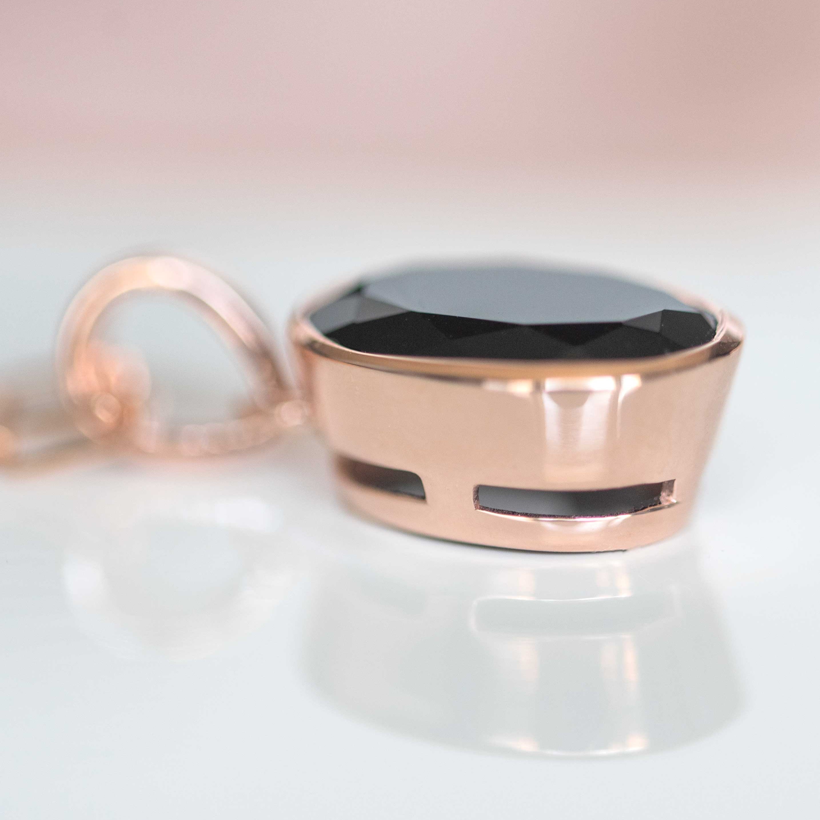 Black Onyx Pendant Necklace oval womens gifts rose gold