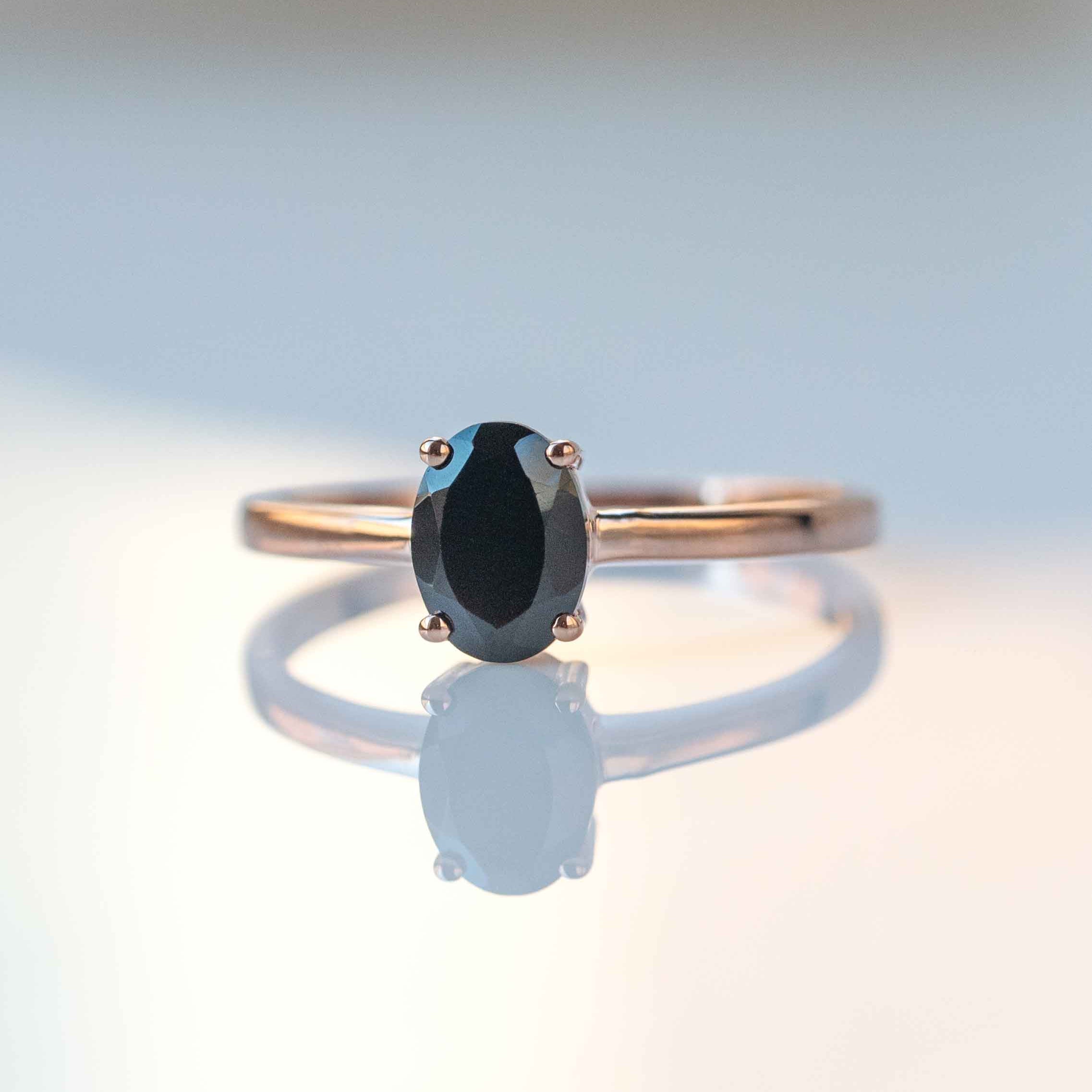 Genuine Black Onyx Ring in Rose Gold Protection stone