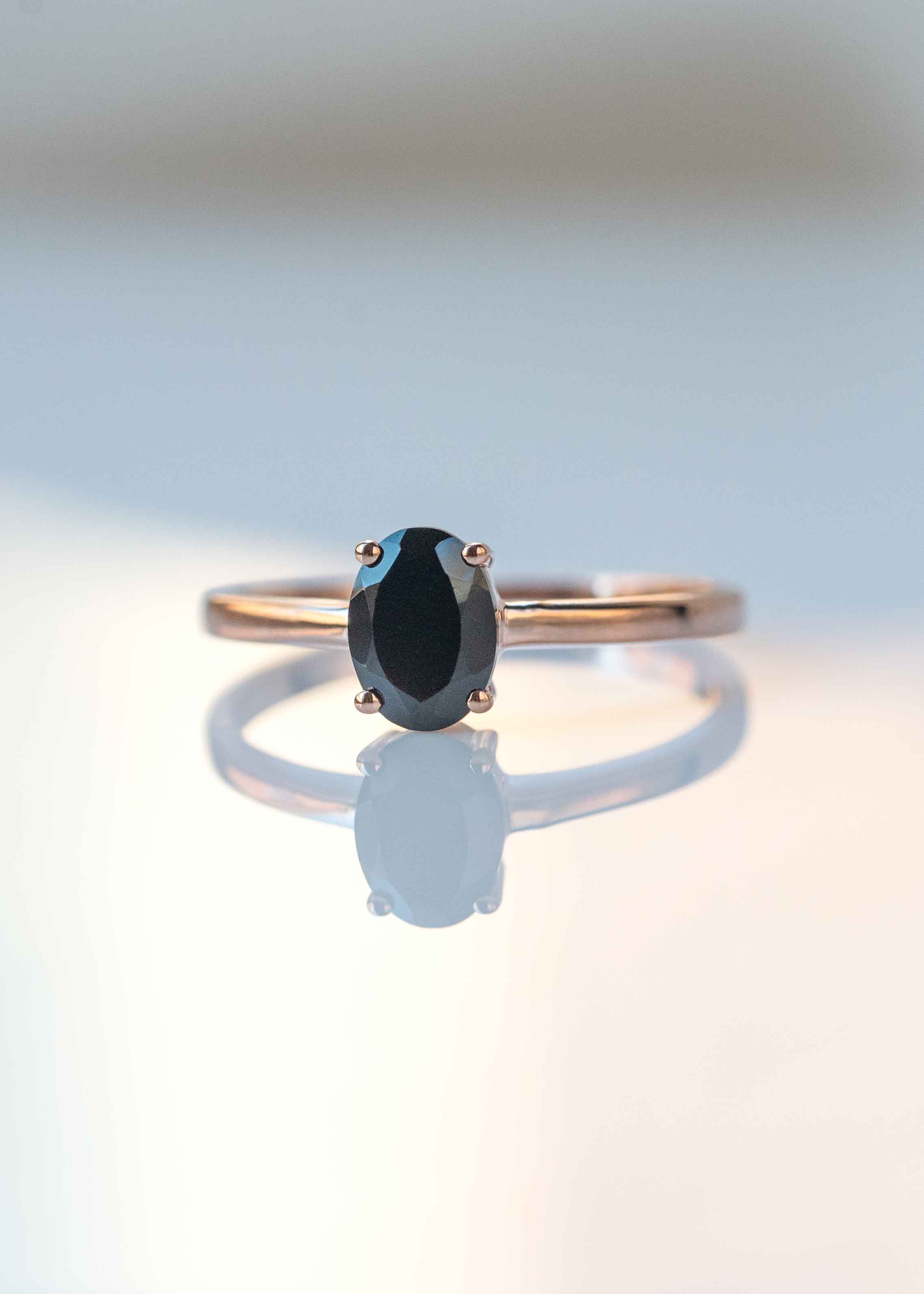Genuine Black Onyx Ring in Rose Gold Protection stone