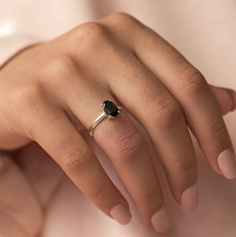 Black Onyx Ring Sterling Silver Protection Stone