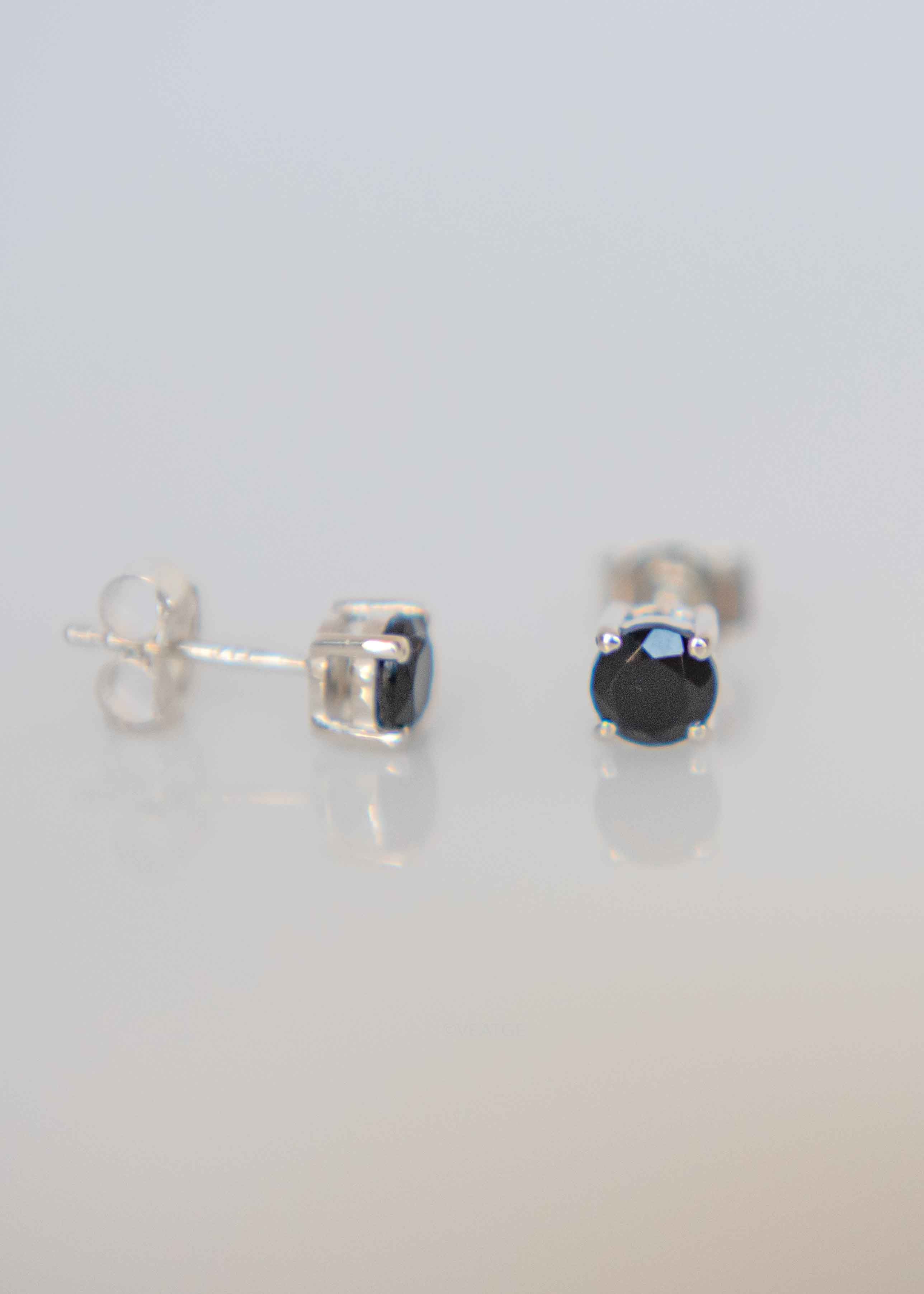 black onyx silver cartilage second piercing studs earrings Gift for teen girls girlfriend best friend