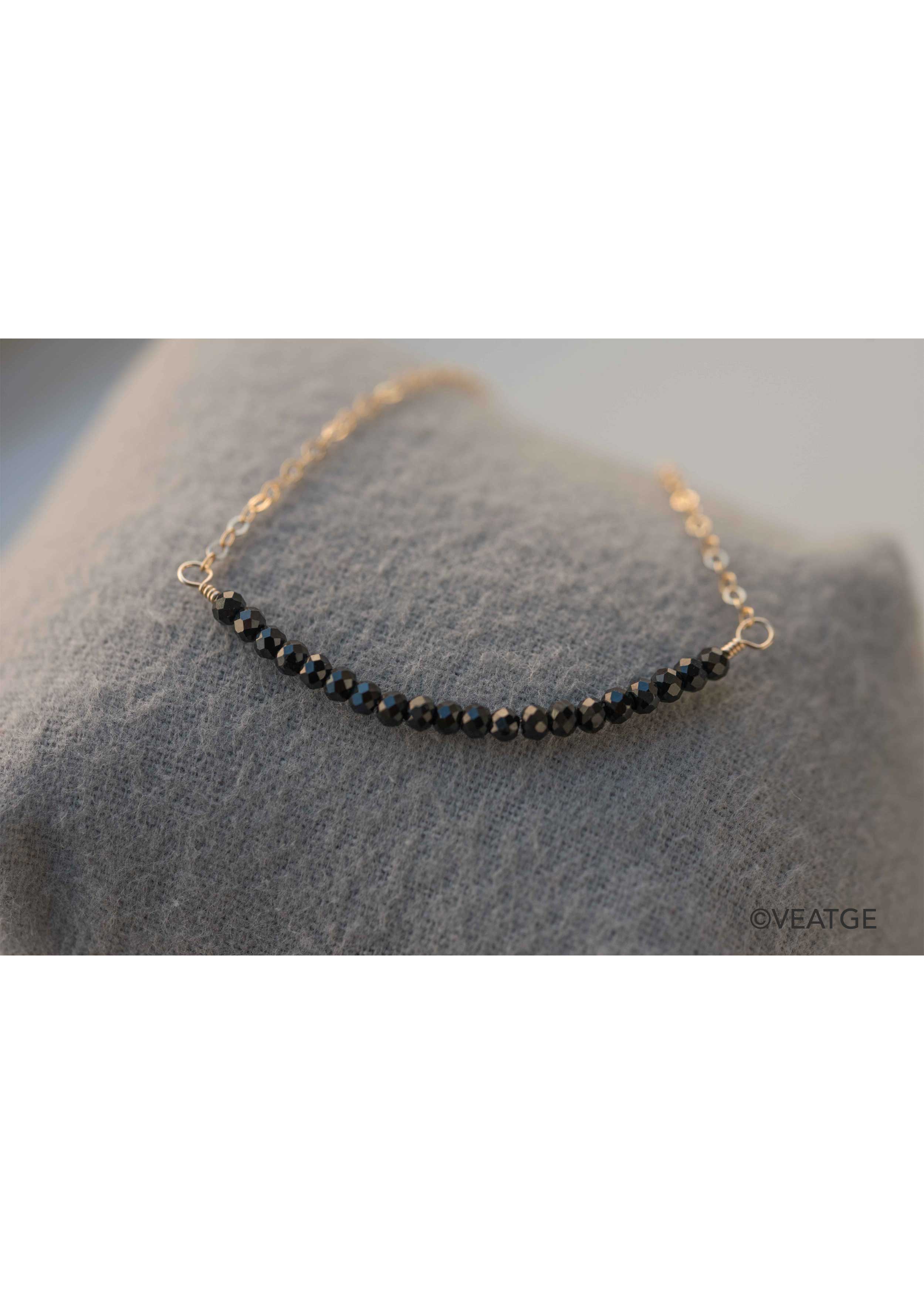 black spinel necklace gold delicate minimal choker gift for girls