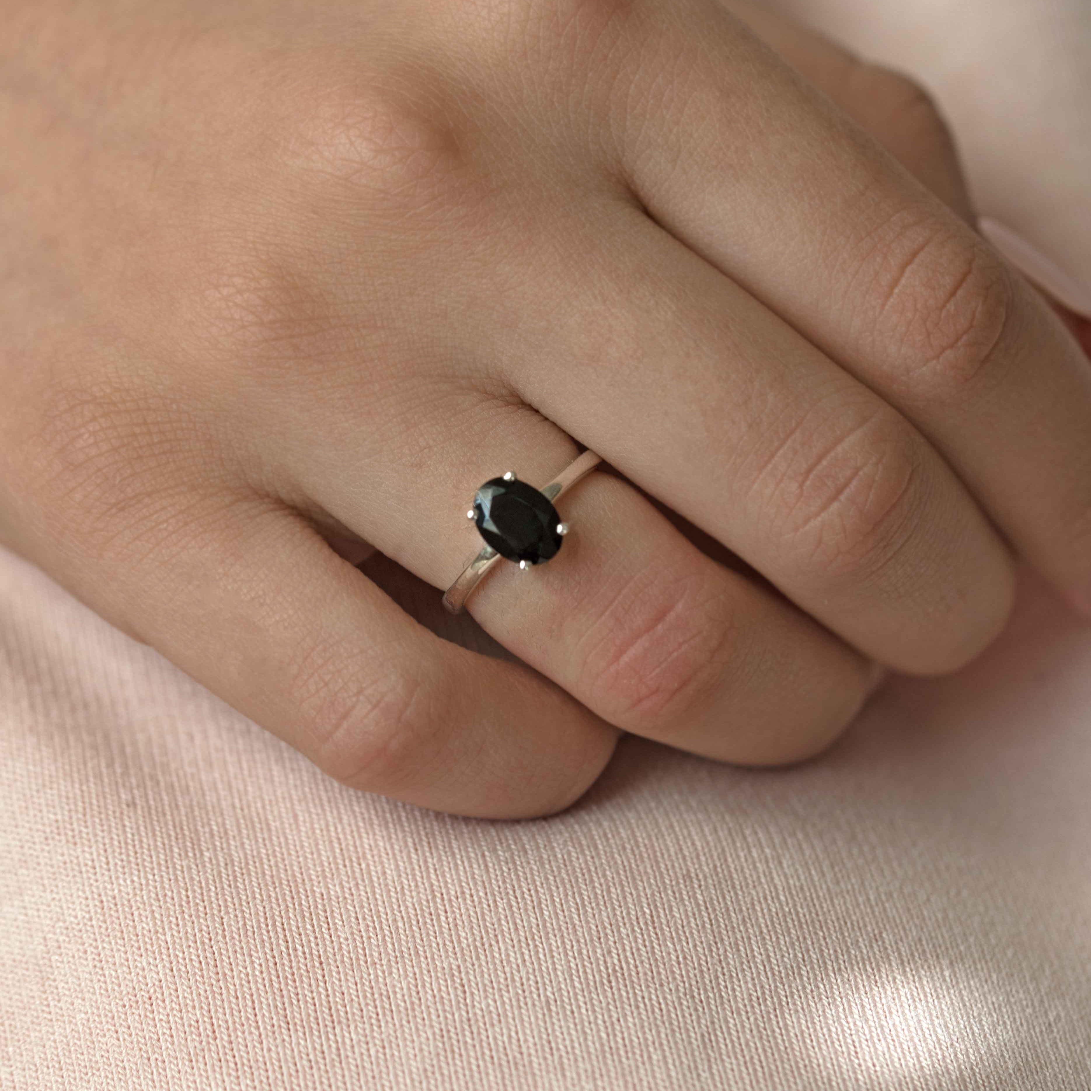 Black Onyx Ring Sterling Silver Protection Stone