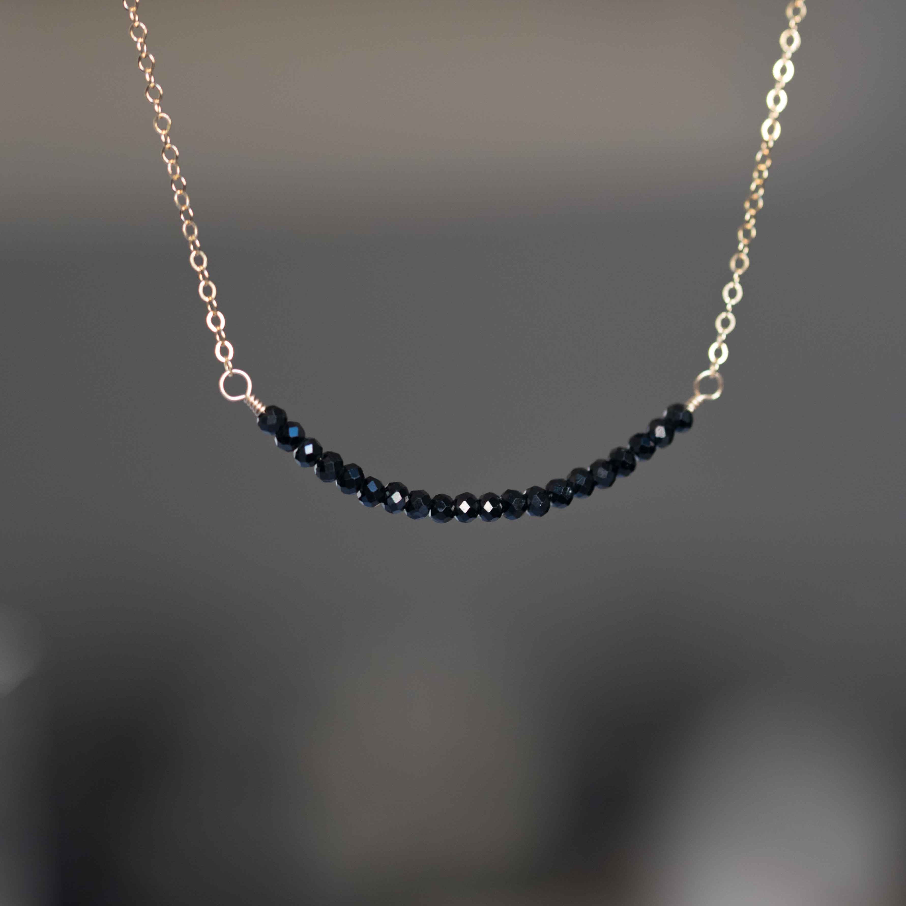 black spinel necklace gold delicate minimal choker gift for girls