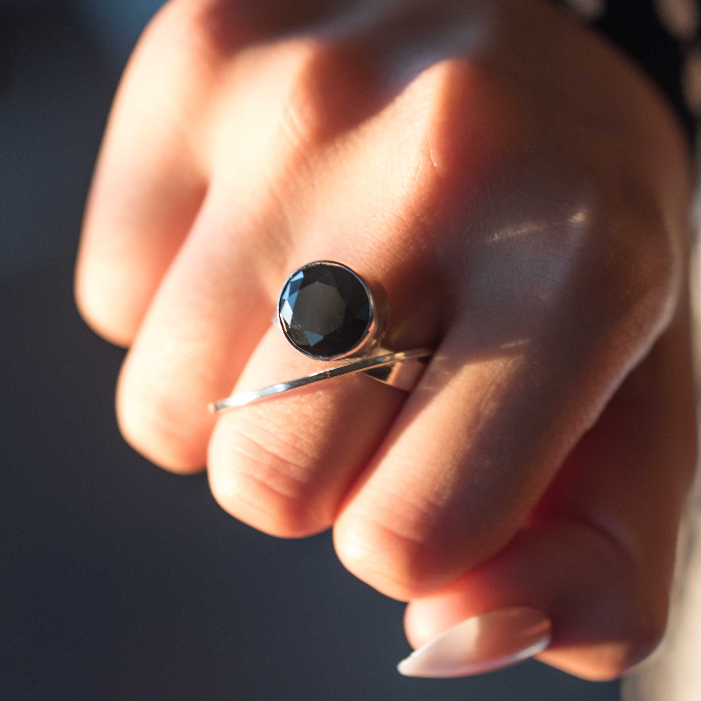 black statement ring sterling silver modern geometric jewelry bold