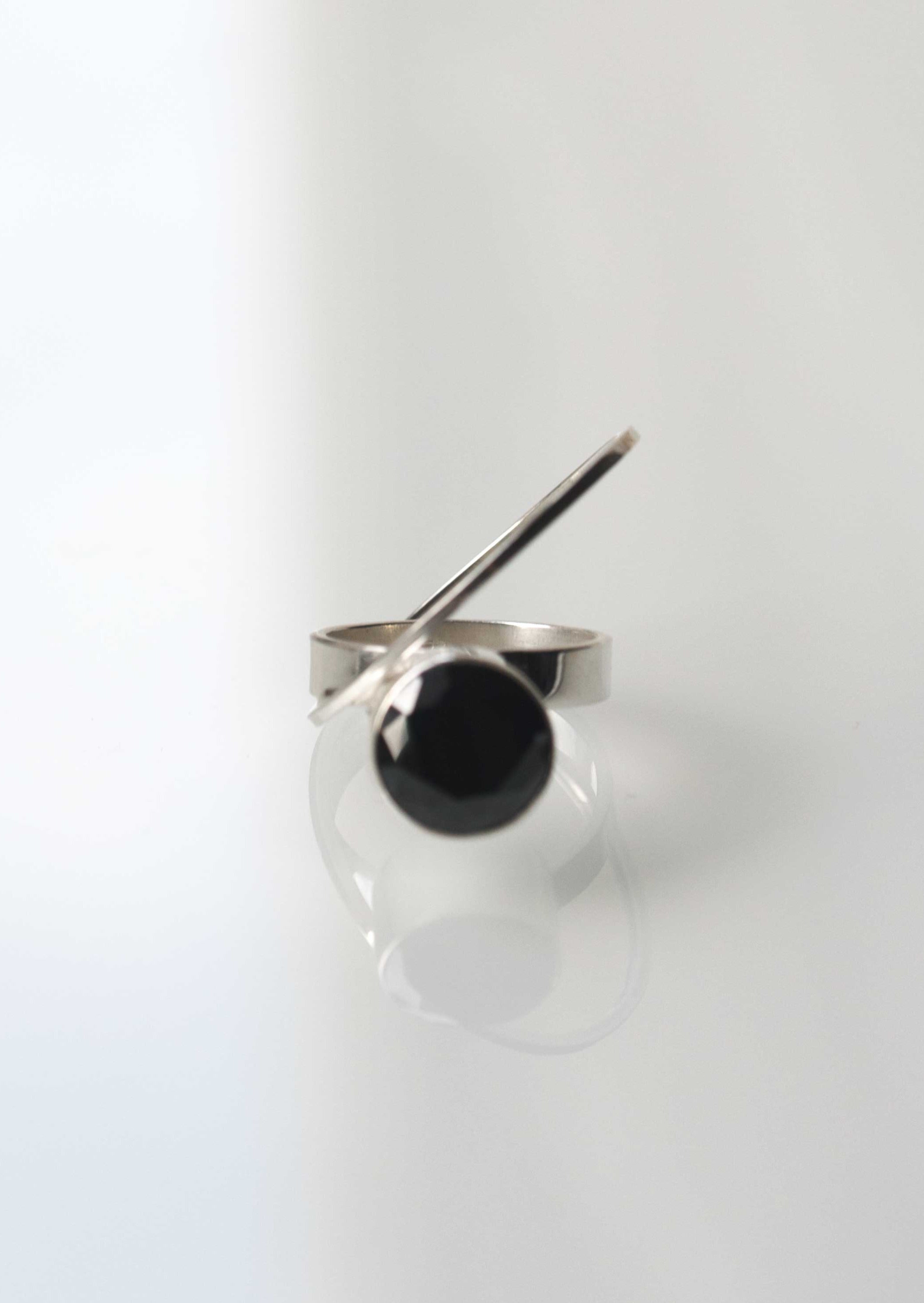 black statement ring sterling silver modern geometric jewelry bold