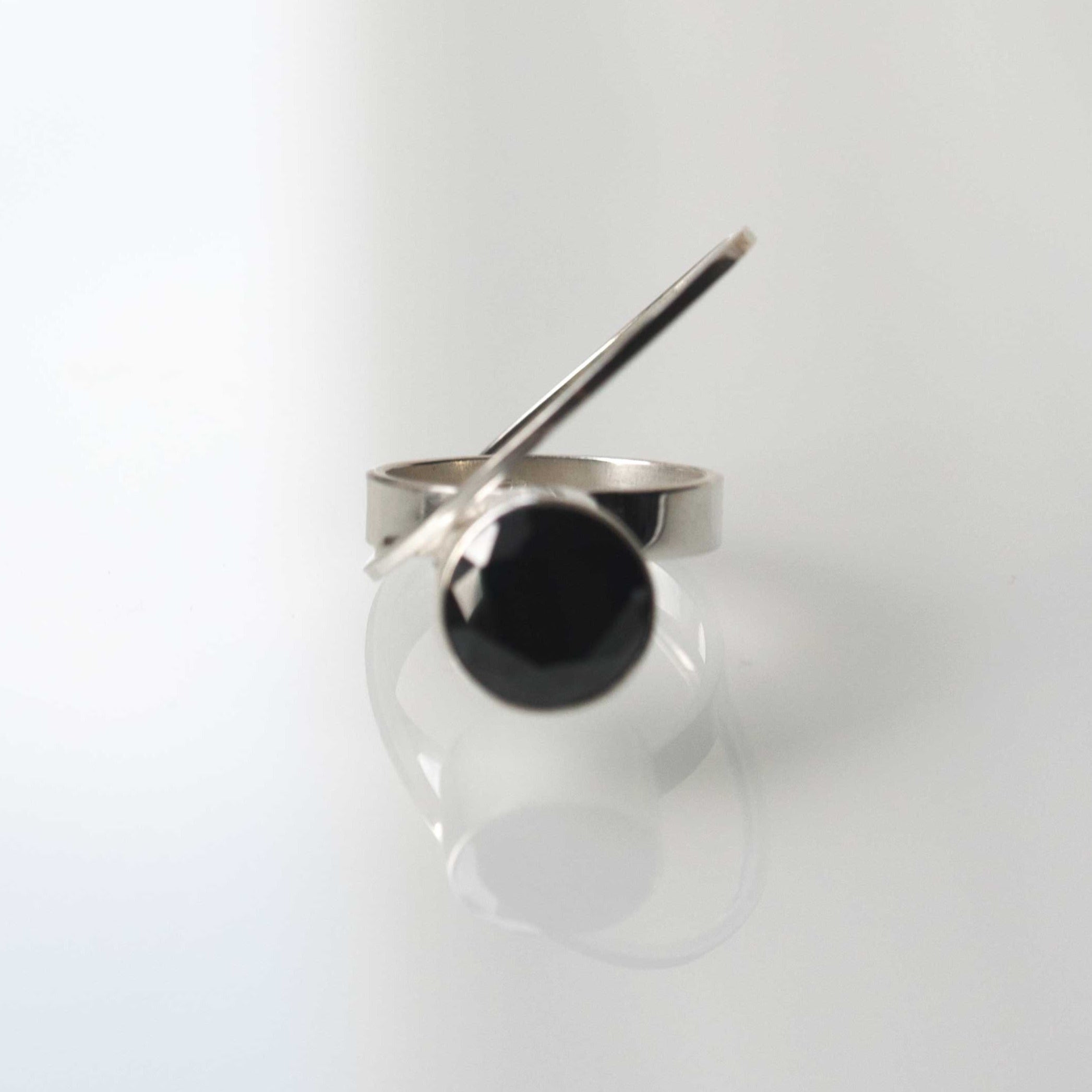 black statement ring sterling silver modern geometric jewelry bold