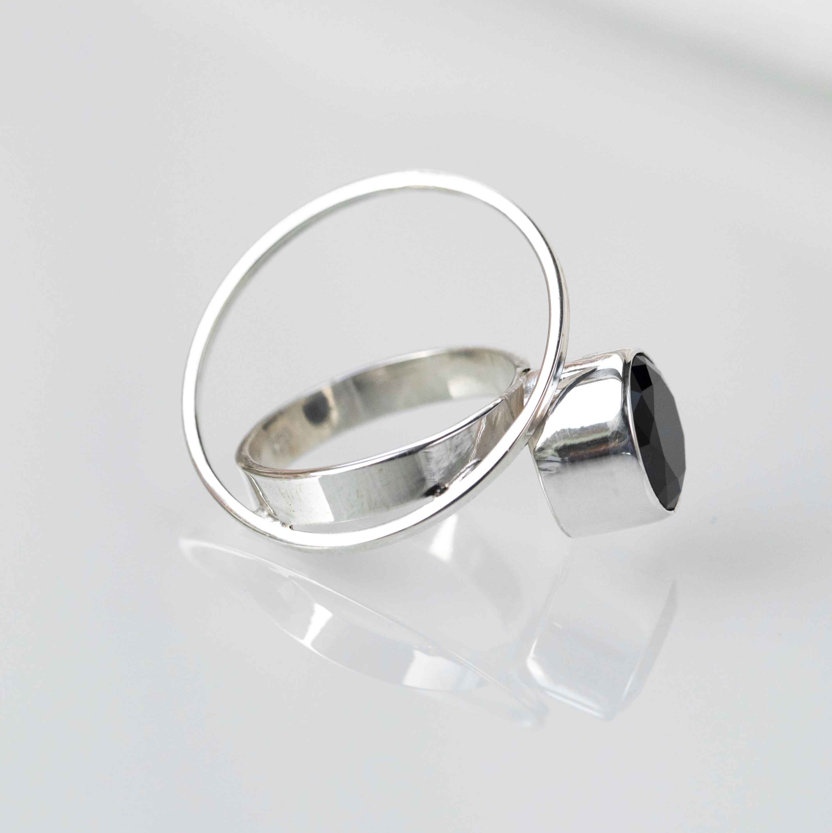 black statement ring sterling silver modern geometric jewelry bold