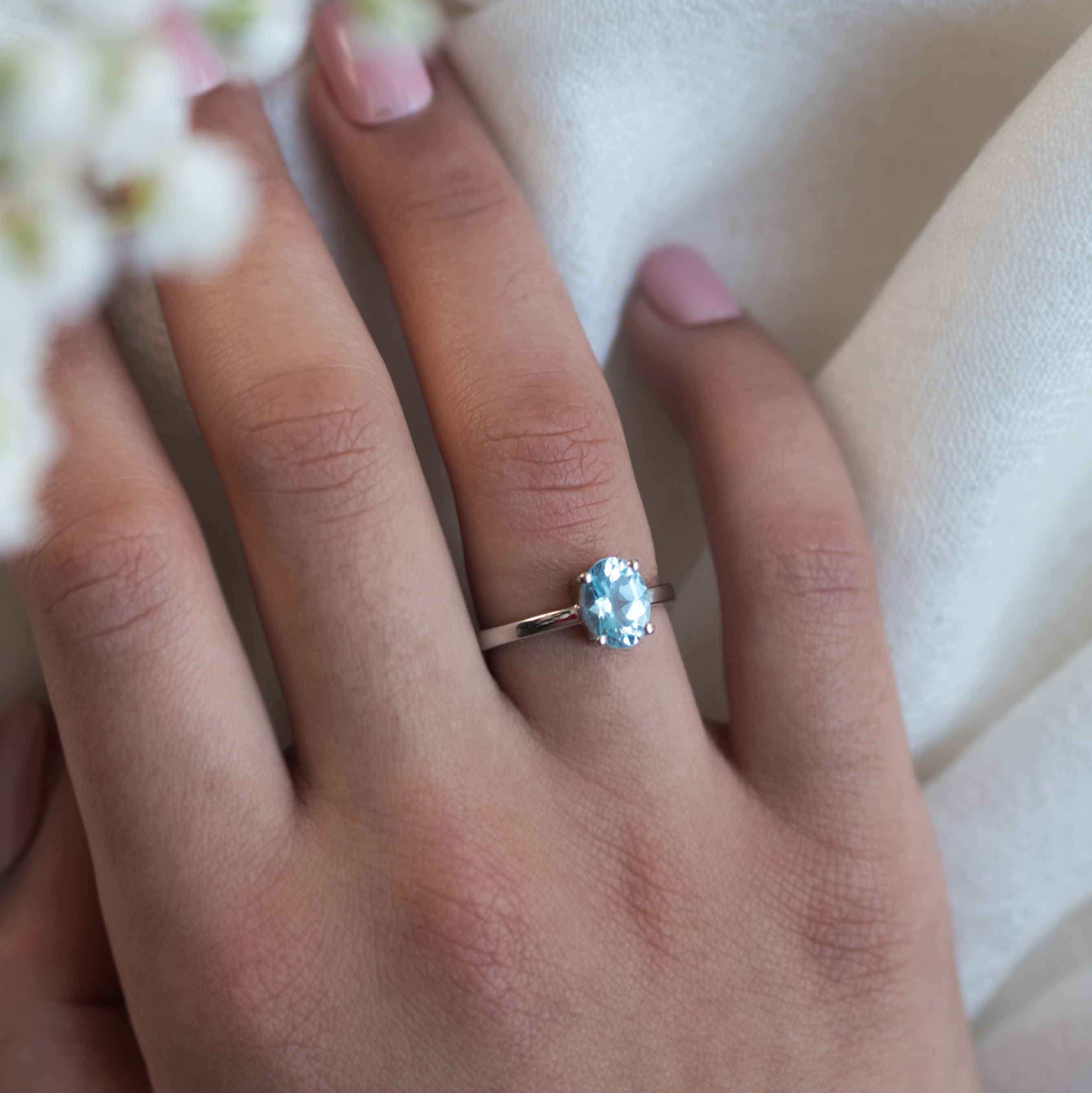 Blue Topaz Sterling Silver Stacking Stackable Rings