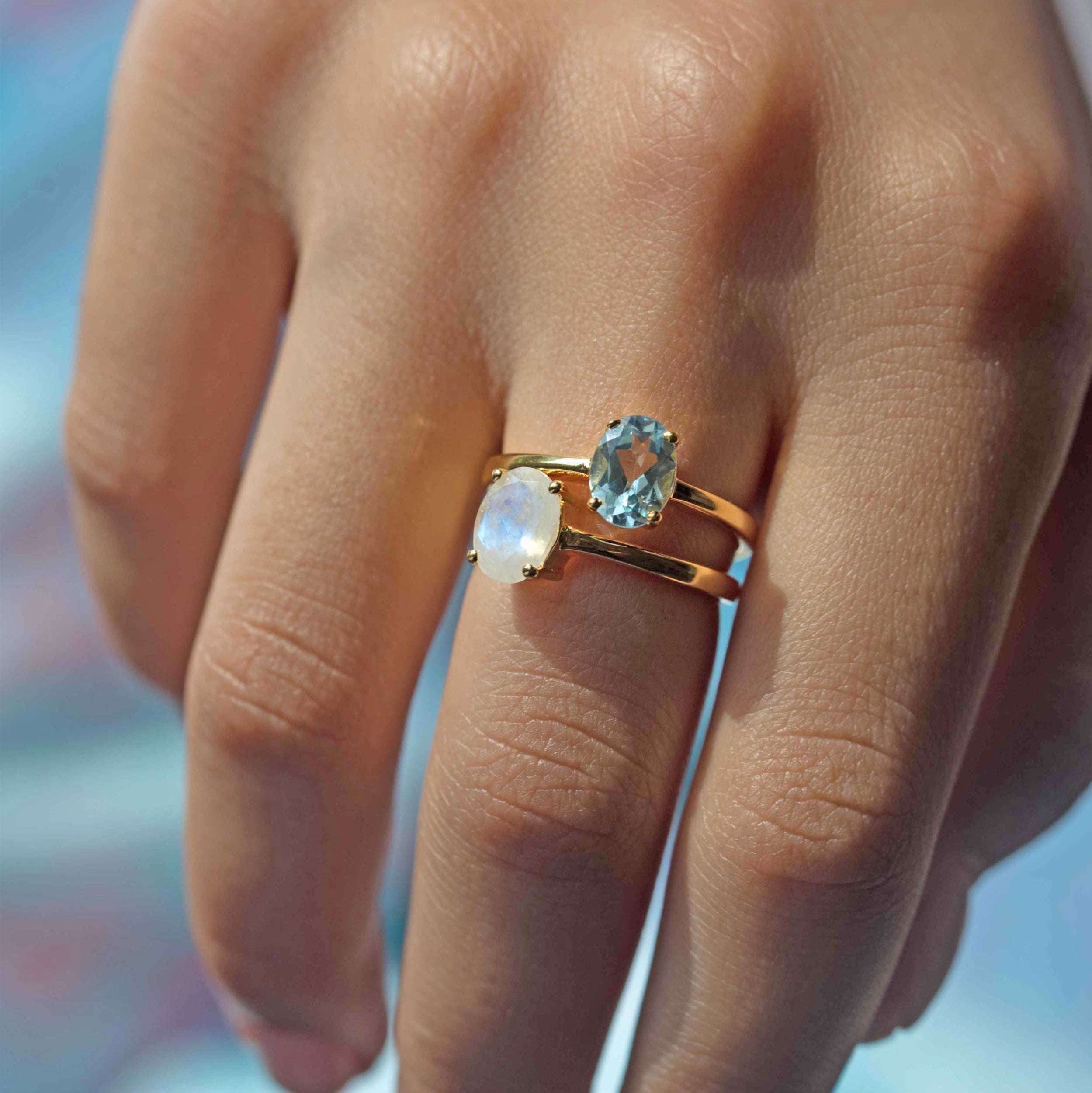 Blue Topaz Sterling Silver Stacking Stackable Rings