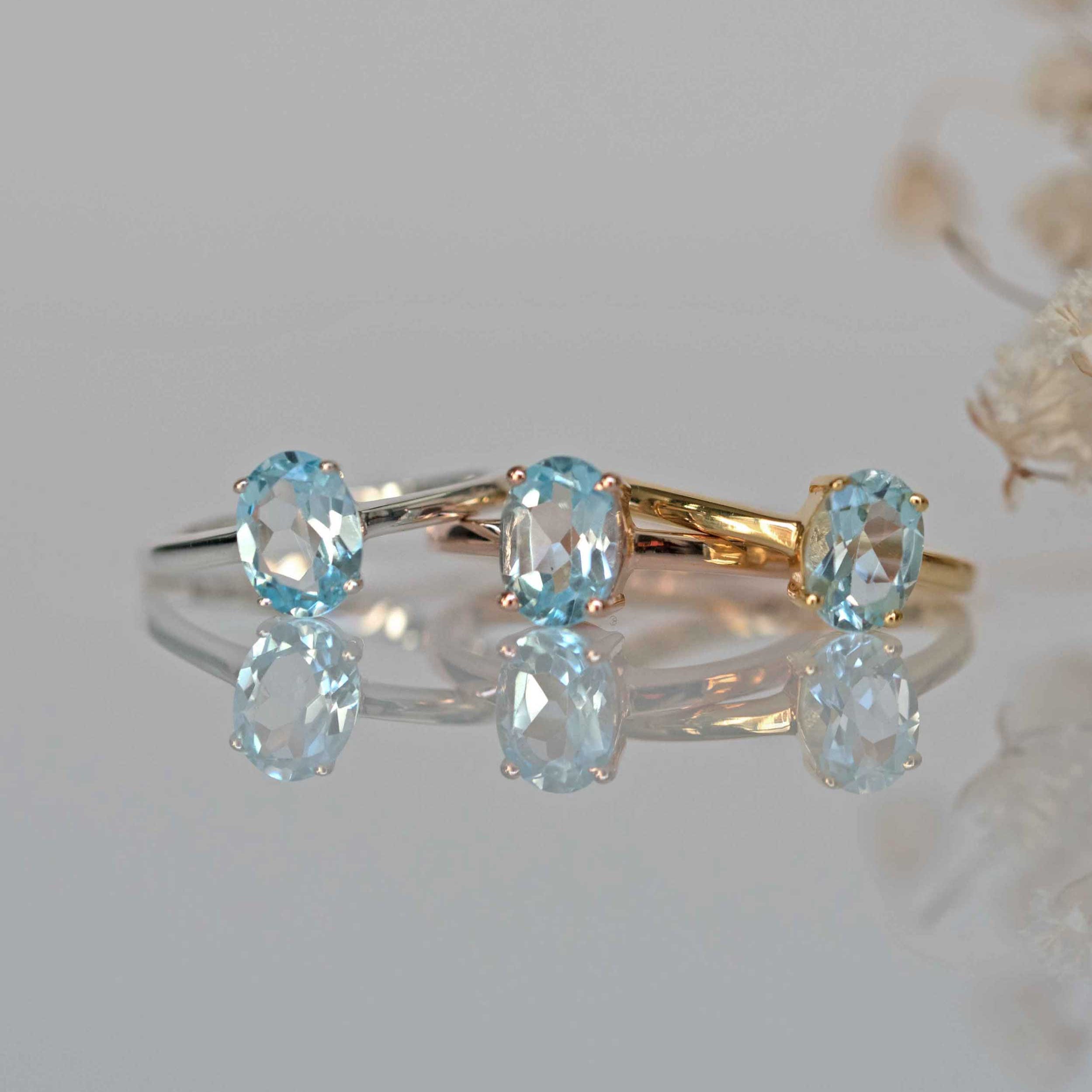 Blue Topaz Sterling Silver Stacking Stackable Rings