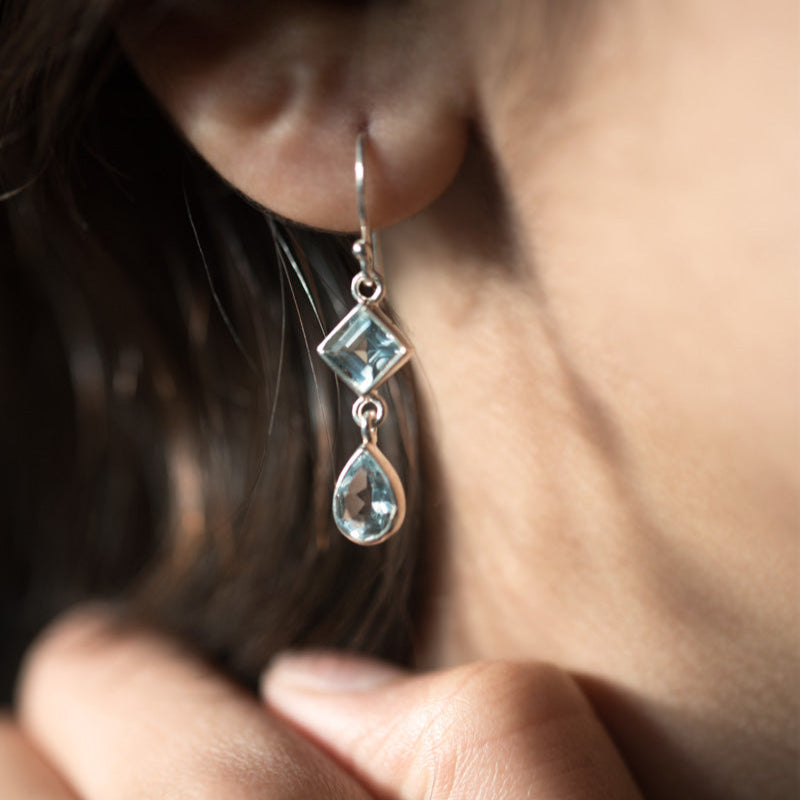 Blue Topaz Dangle Drop Earrings Sterling Silver gifts