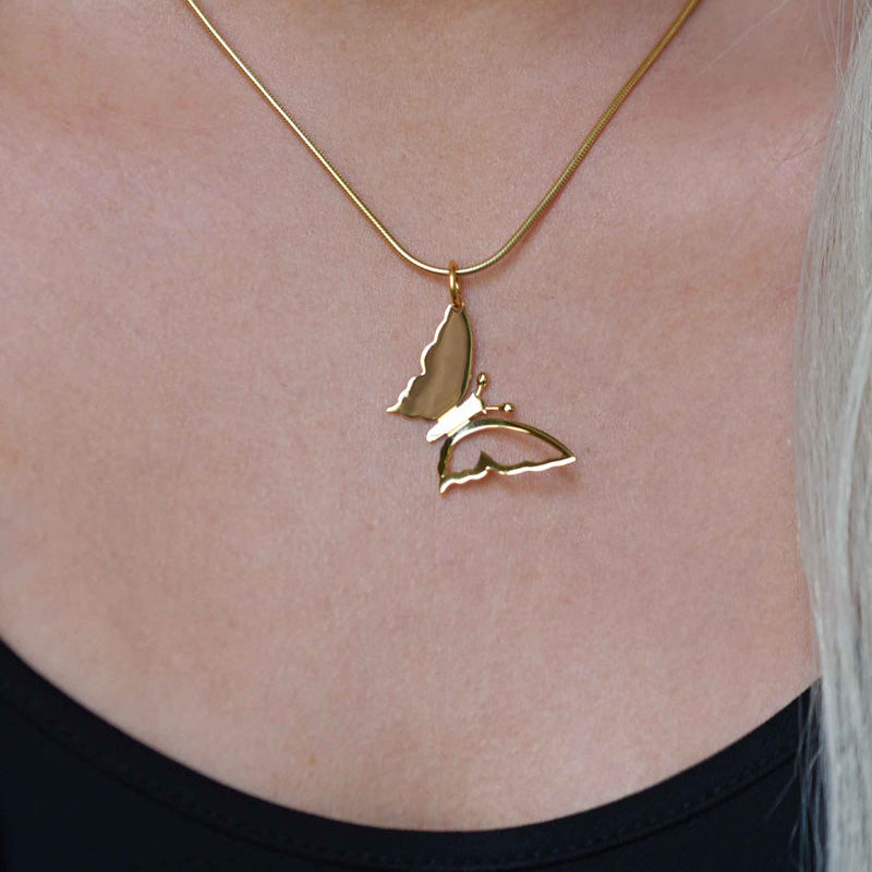 Gold Butterfly Necklace Gold Plated
