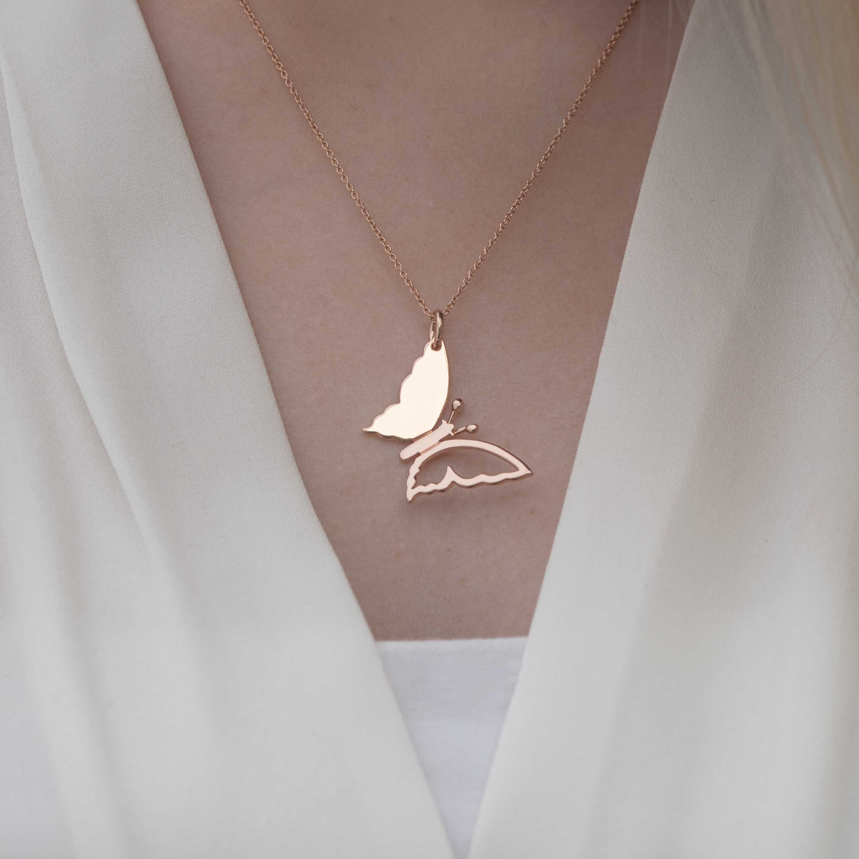 Rose Gold Butterfly Necklace Minimal Delicate Necklace for girls