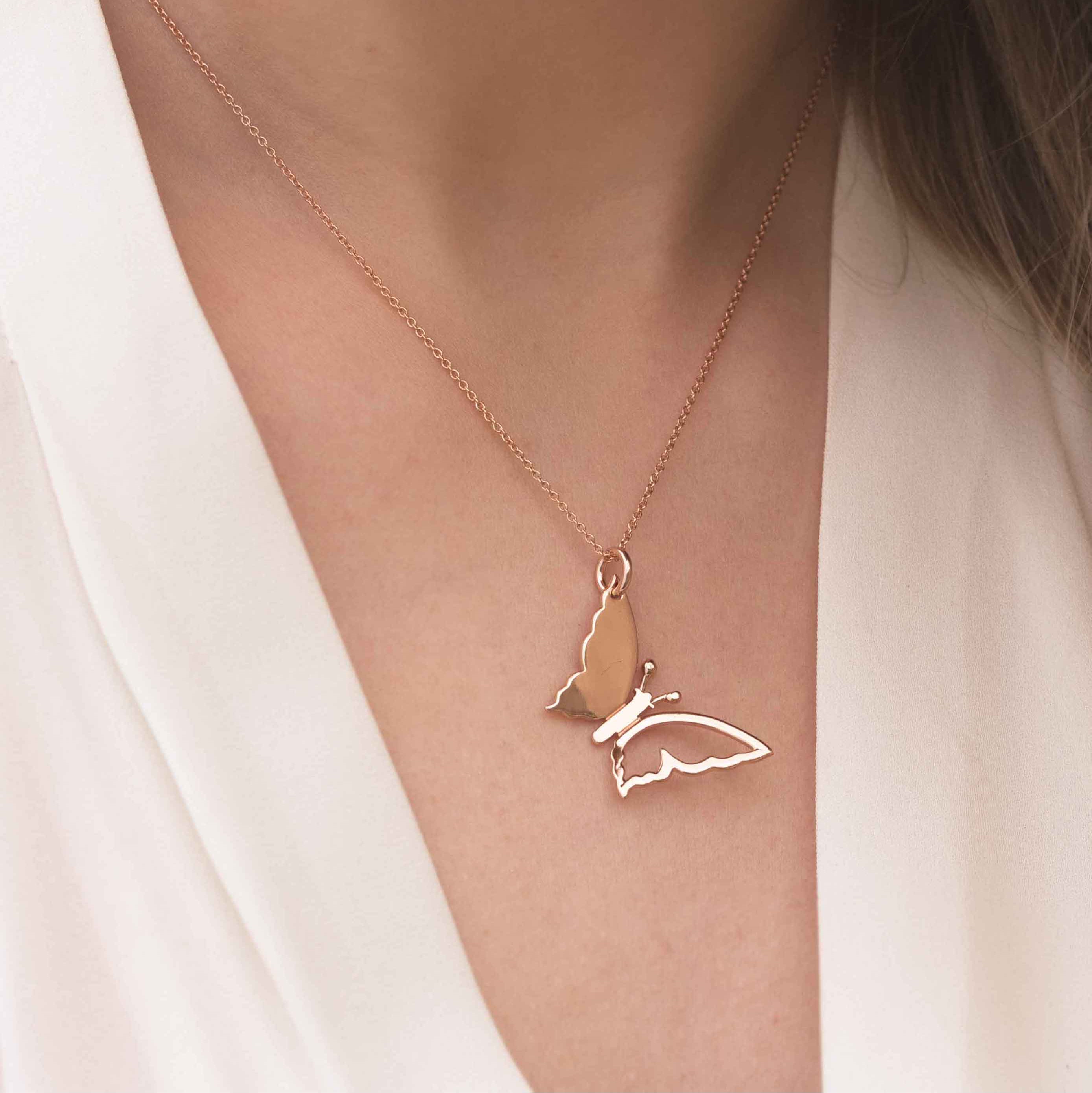 Petite Butterfly Necklace - Rose Gold Vermeil