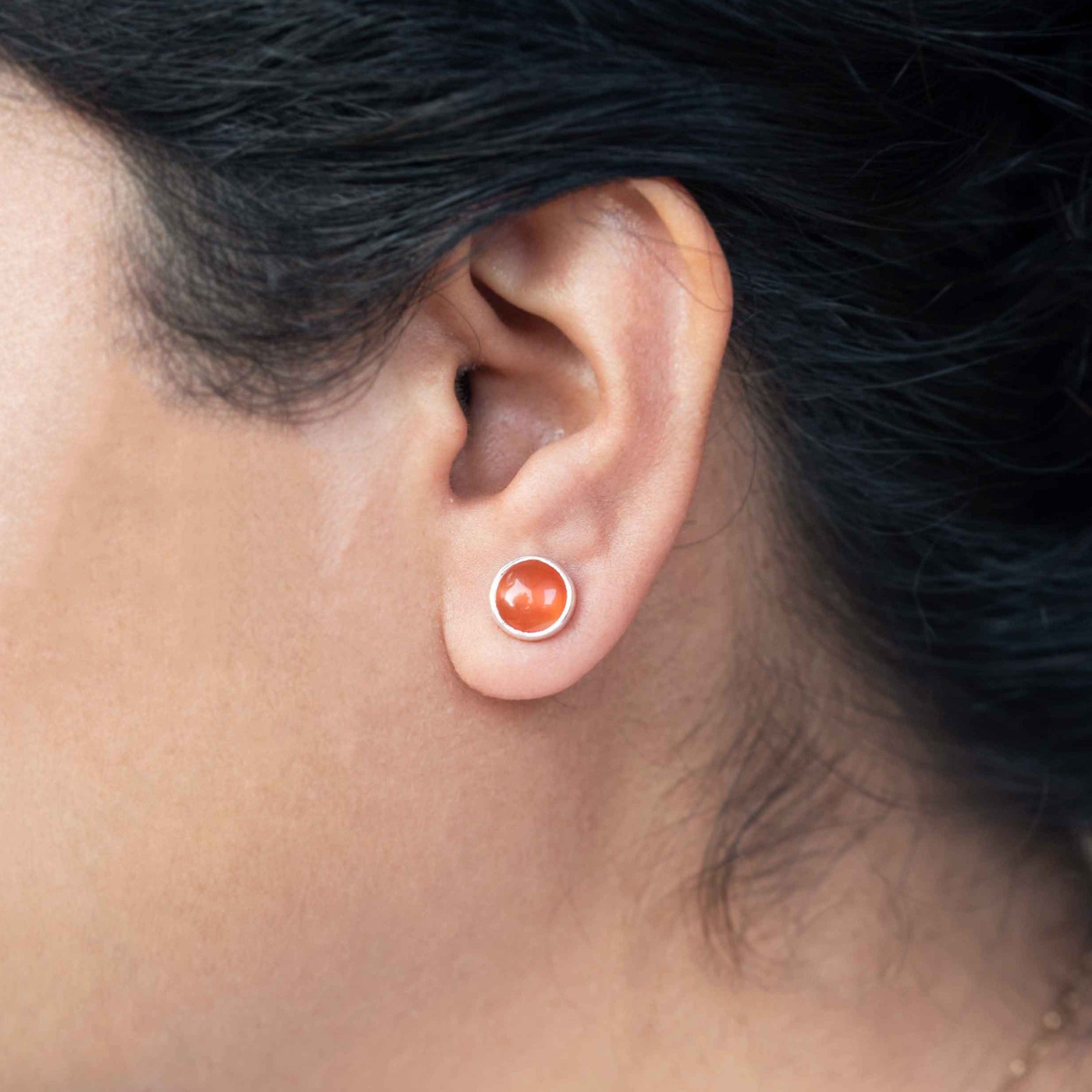 Carnelian Orange Earrings silver