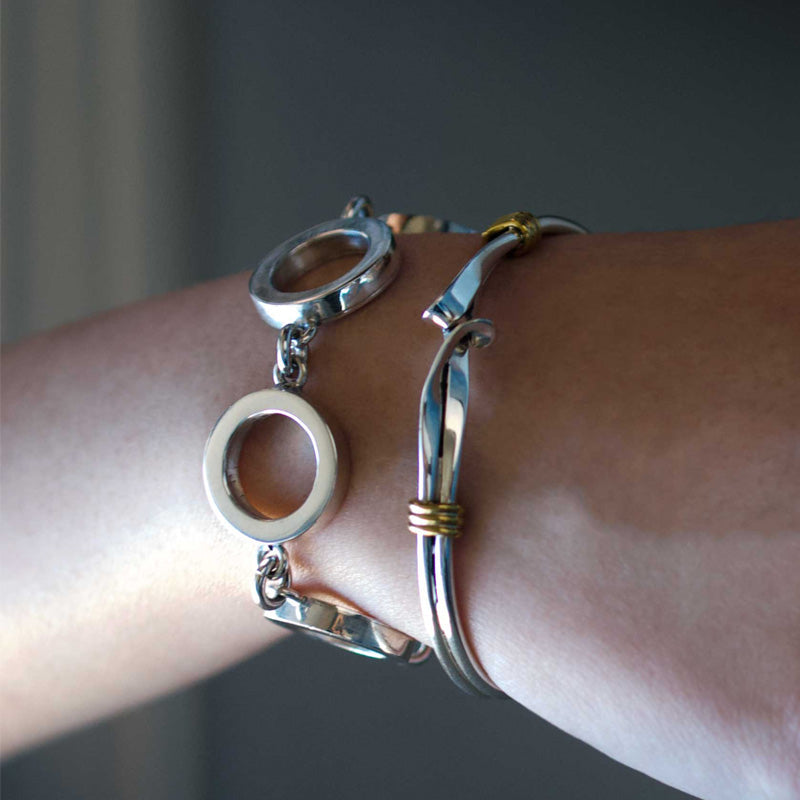 Circle Link Bracelet Stacked Bold Look
