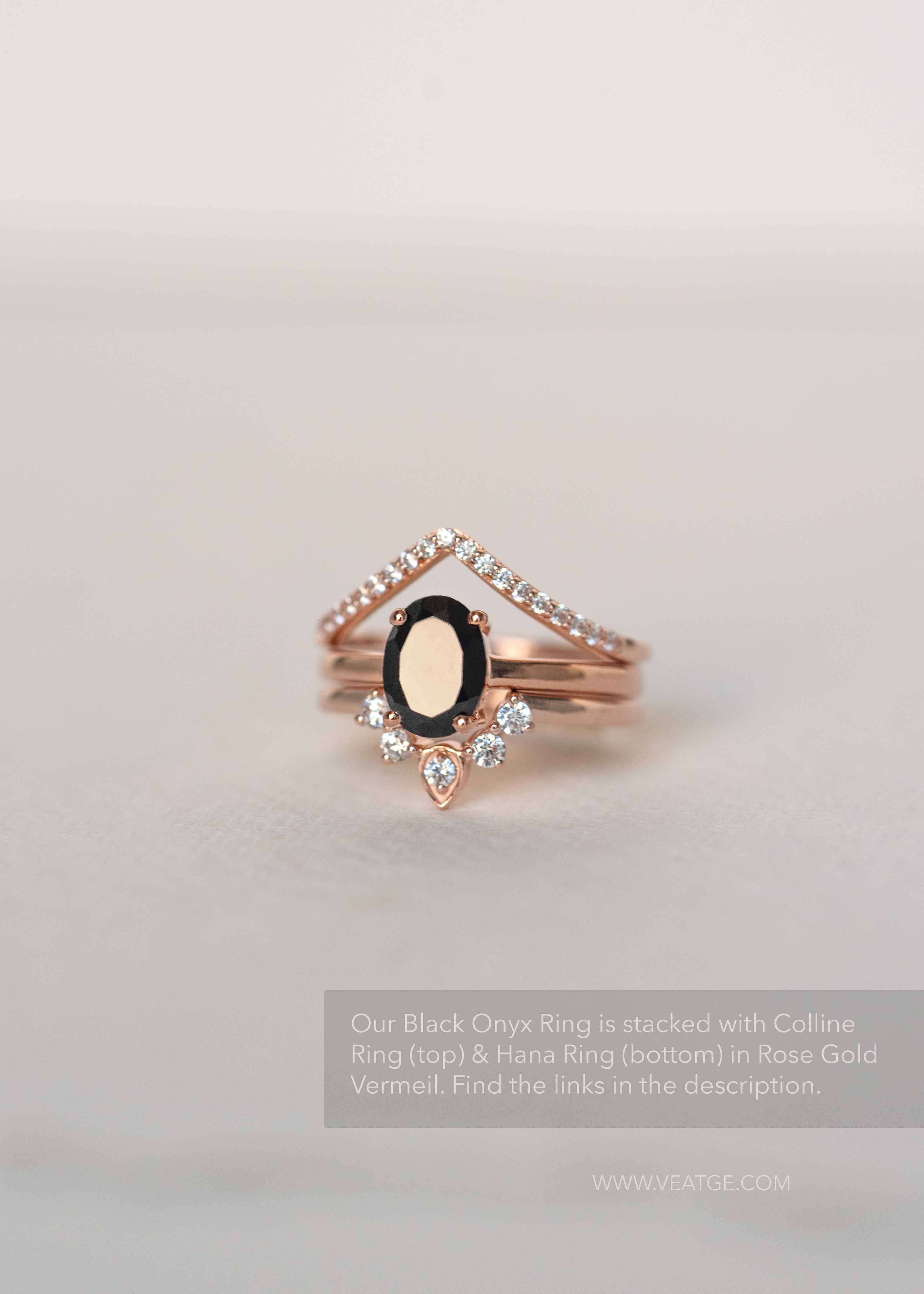Colline Stacking Gold Ring Curved V Peak Chevron Stackable Gold Diamond Rings