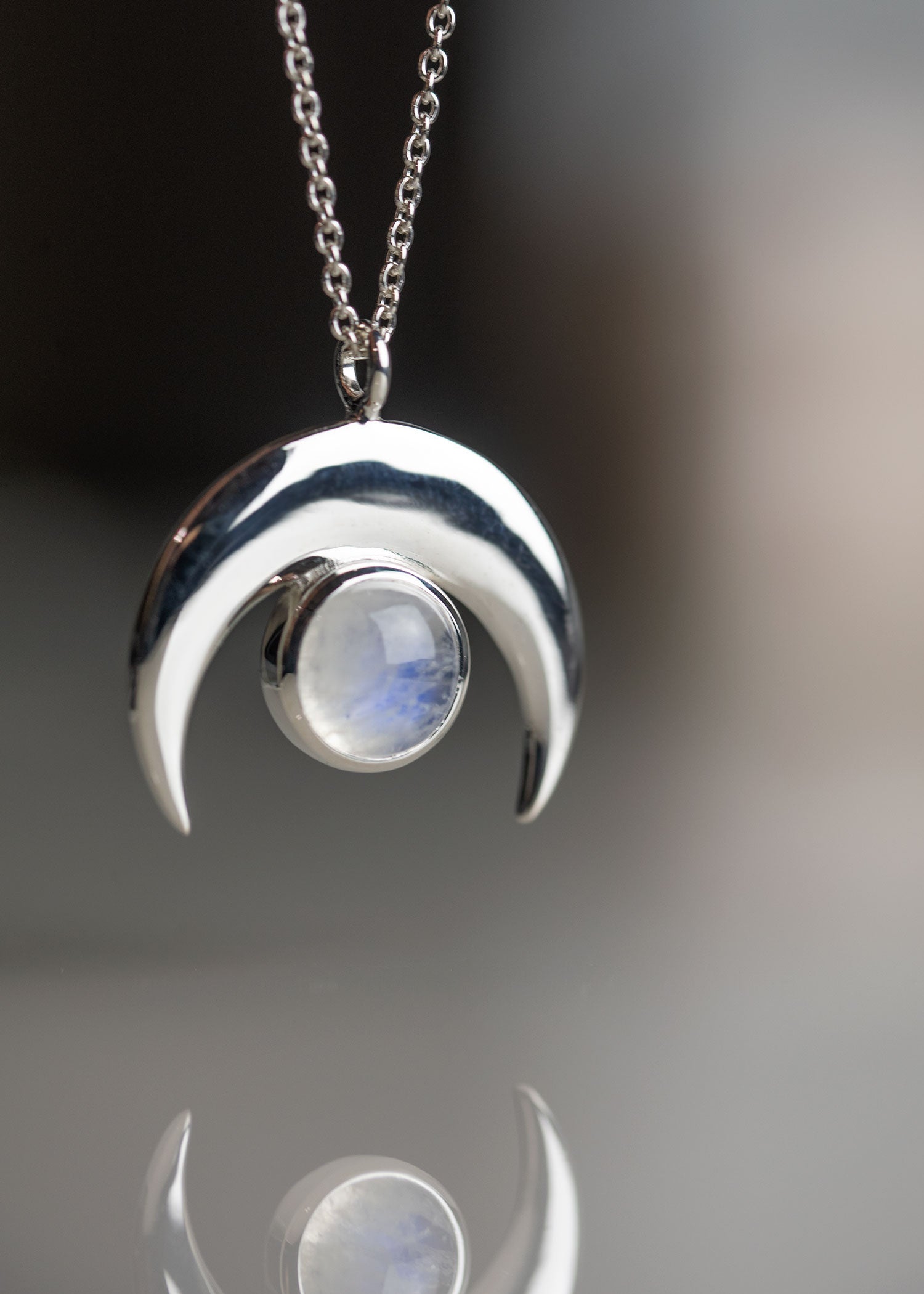 Crescent Necklace in Moonstone