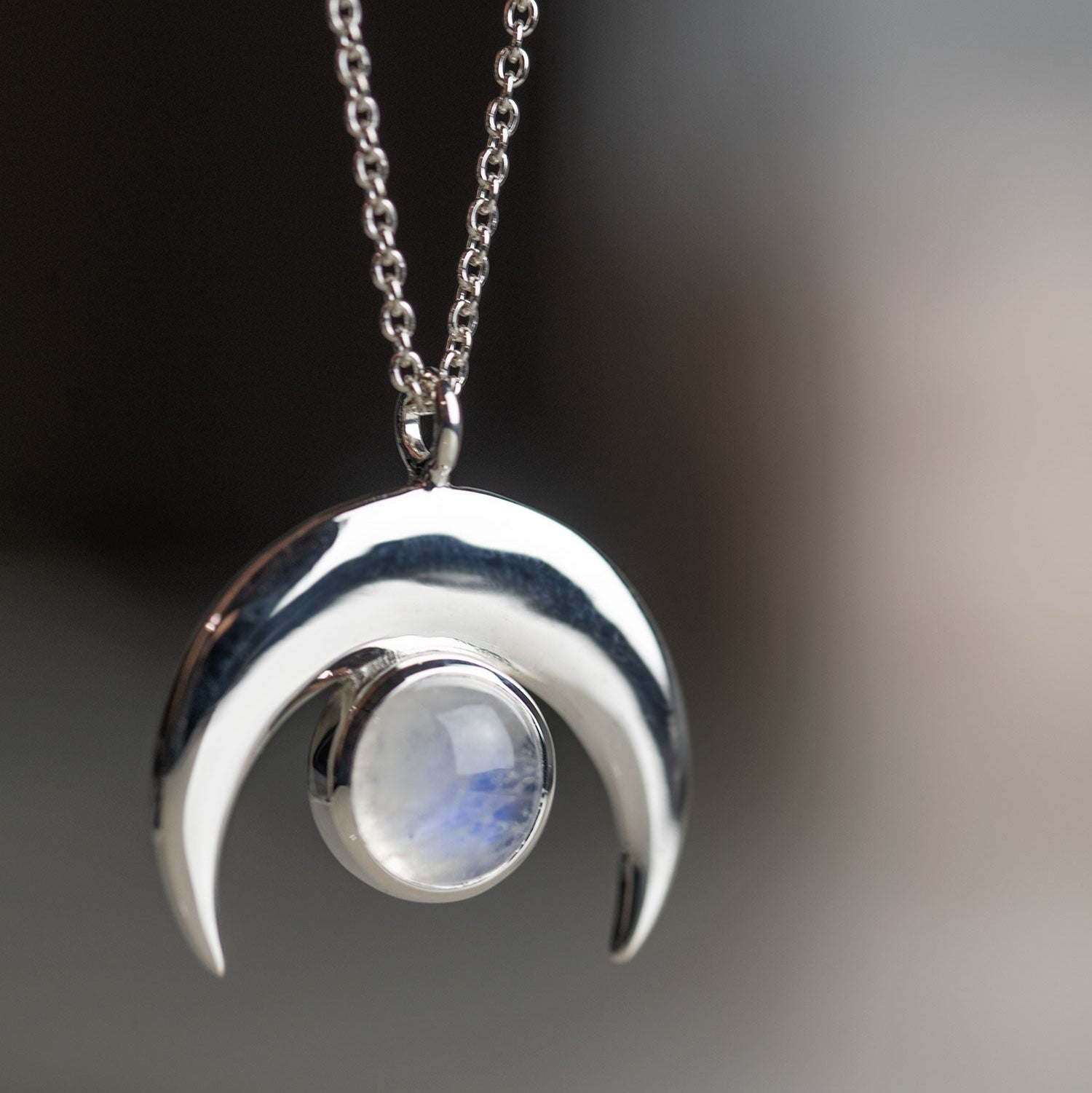 Crescent Necklace in Moonstone