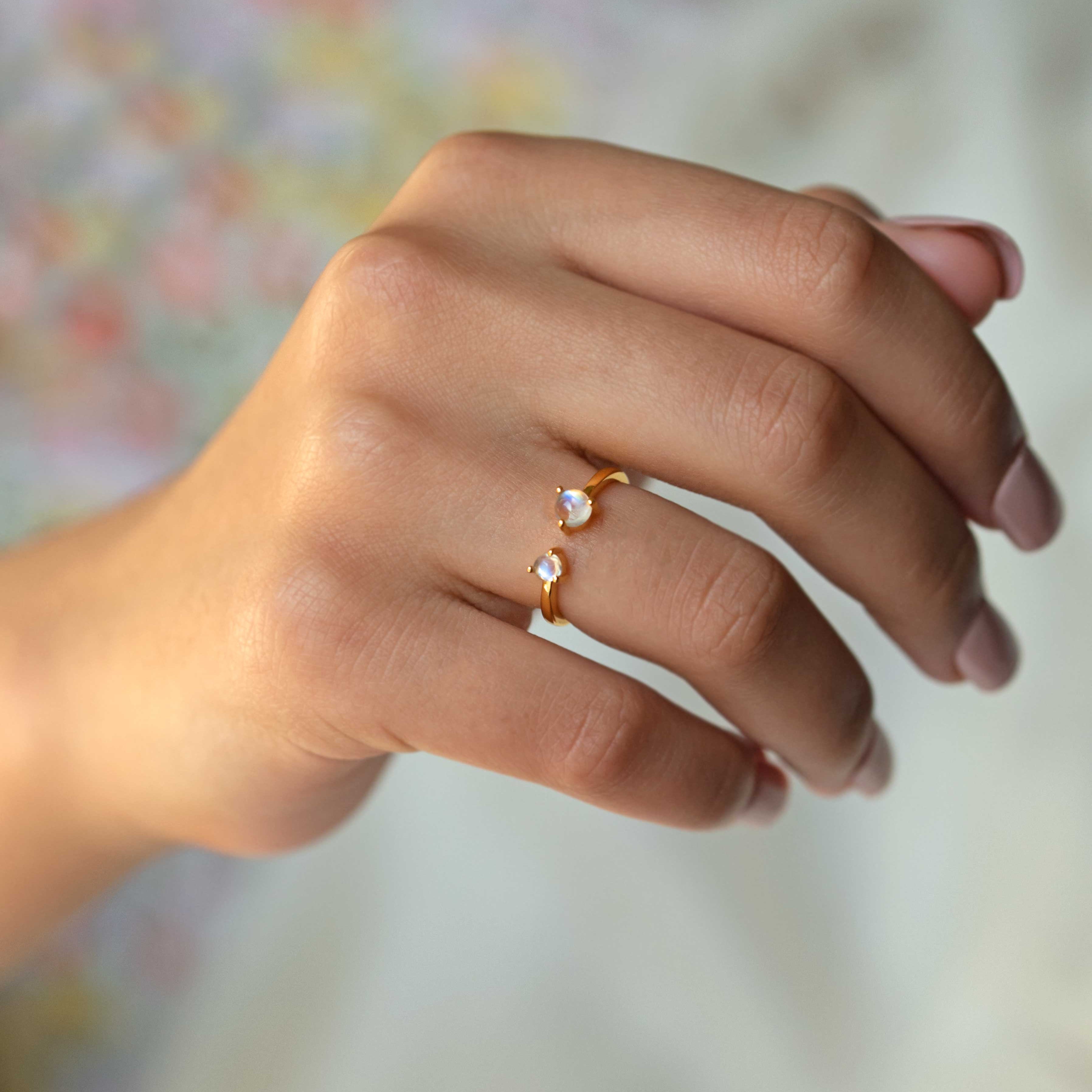 Moonstone Adjustable Ring Sterling Silver June Birthstone