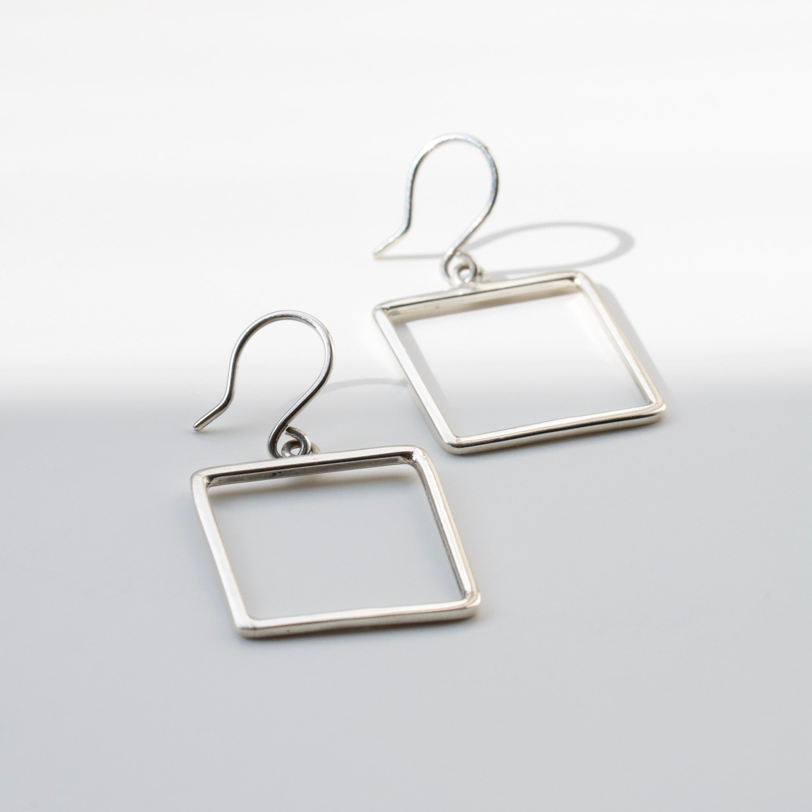 geometric silver earrings