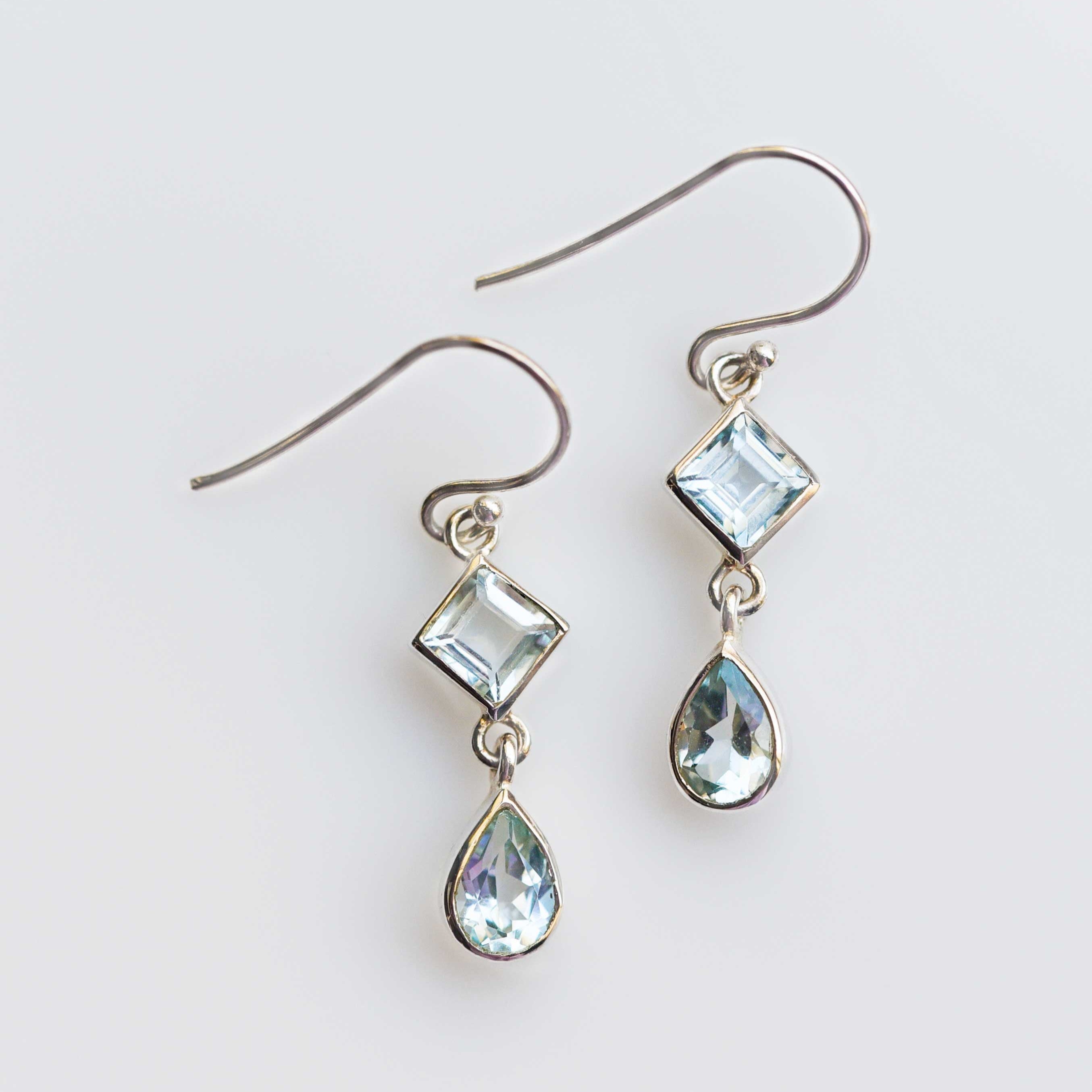 Blue Topaz Dangle Drop Earrings Sterling Silver gifts
